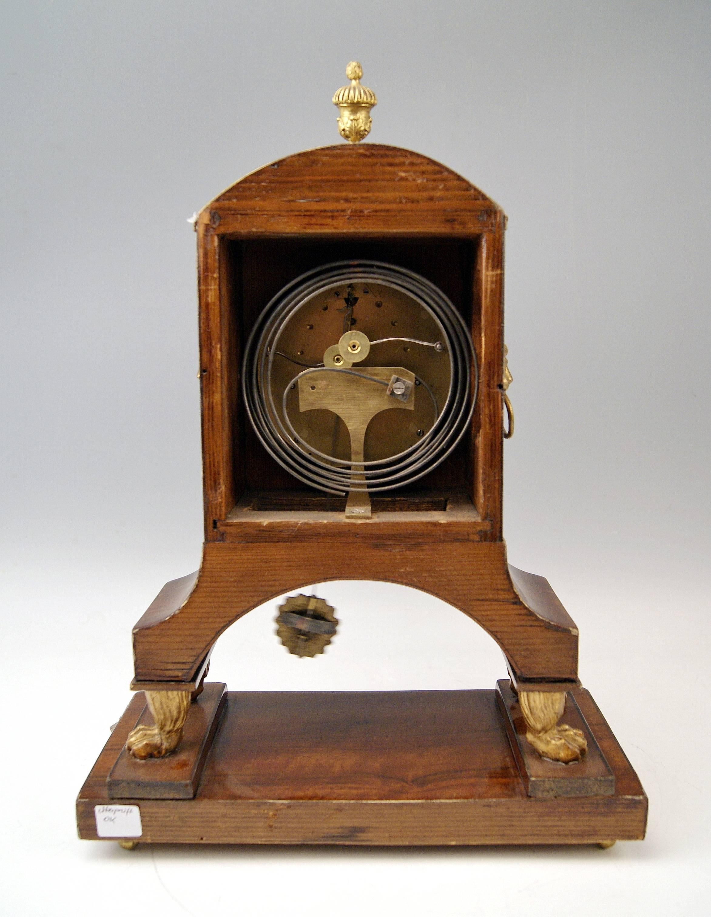 Vienna Empire Mantel Table Clock Wooden Chest, circa 1820 2