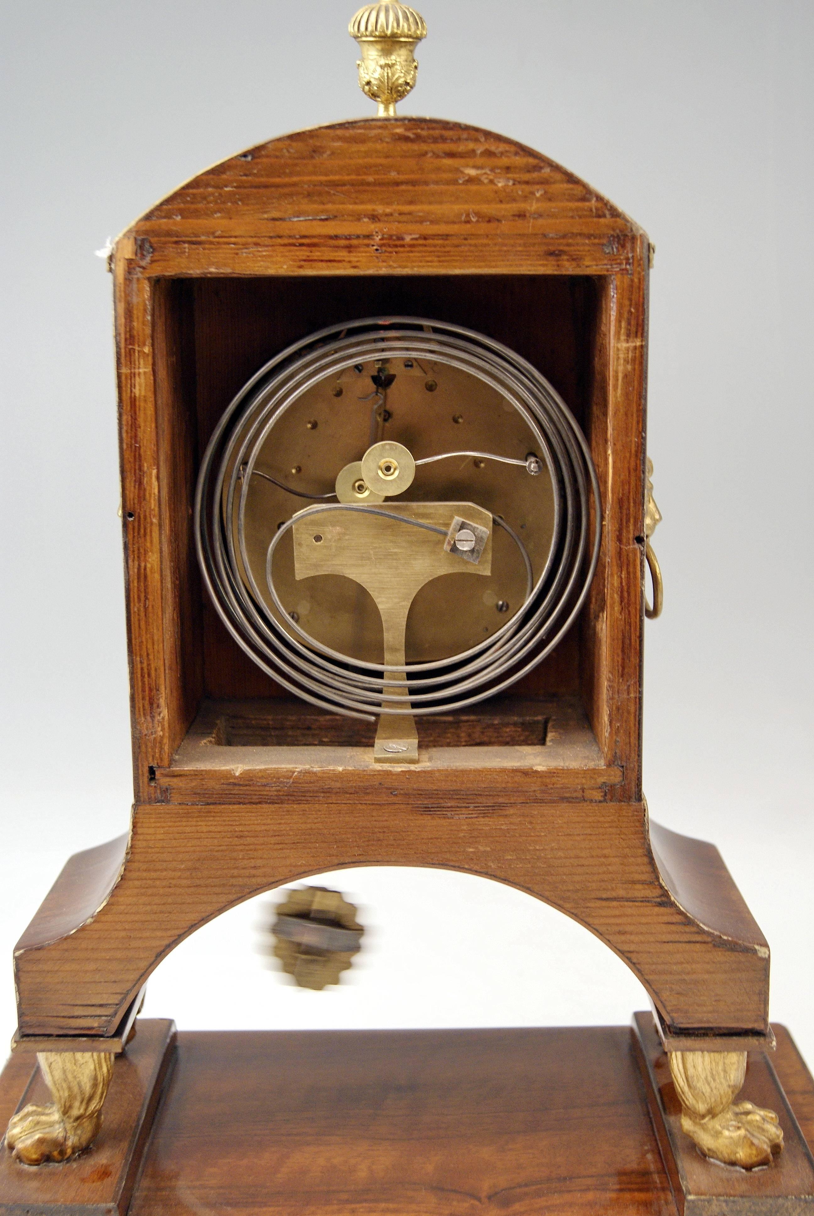 Vienna Empire Mantel Table Clock Wooden Chest, circa 1820 3