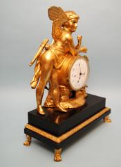 Vienna Classicism Mantel Table Clock Gilt Winged Cherub, circa 1800
