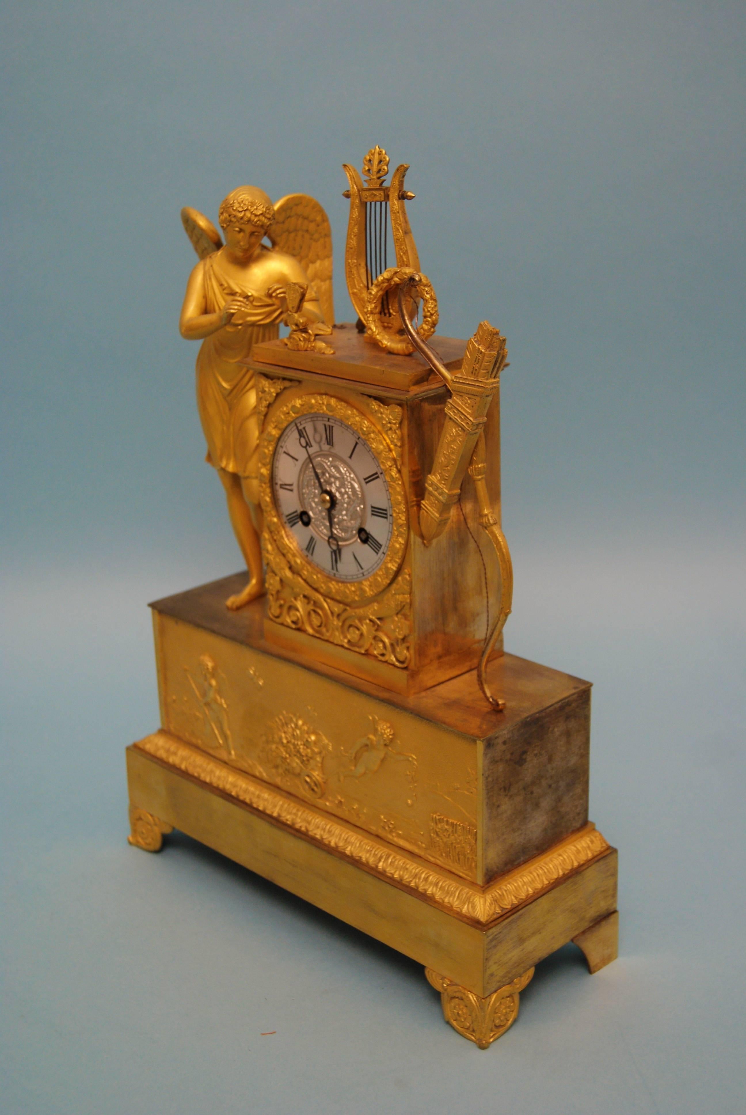 Subject:
French gorgeous mantel / mantle / table ormolu clock, main parts made of parcel-gilt bronze. - Explanation: Mantel clocks — or shelf clocks — are house clocks traditionally placed on the shelf, or mantel, above the