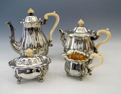 Silver Hanau Coffee Tea Set Baroque Style Made by Schleissner Germany Circa 1890