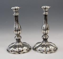 Silver 13 Lot Austrian Pair of Candlesticks Vienna by Master J.Wiederspoeck 1855