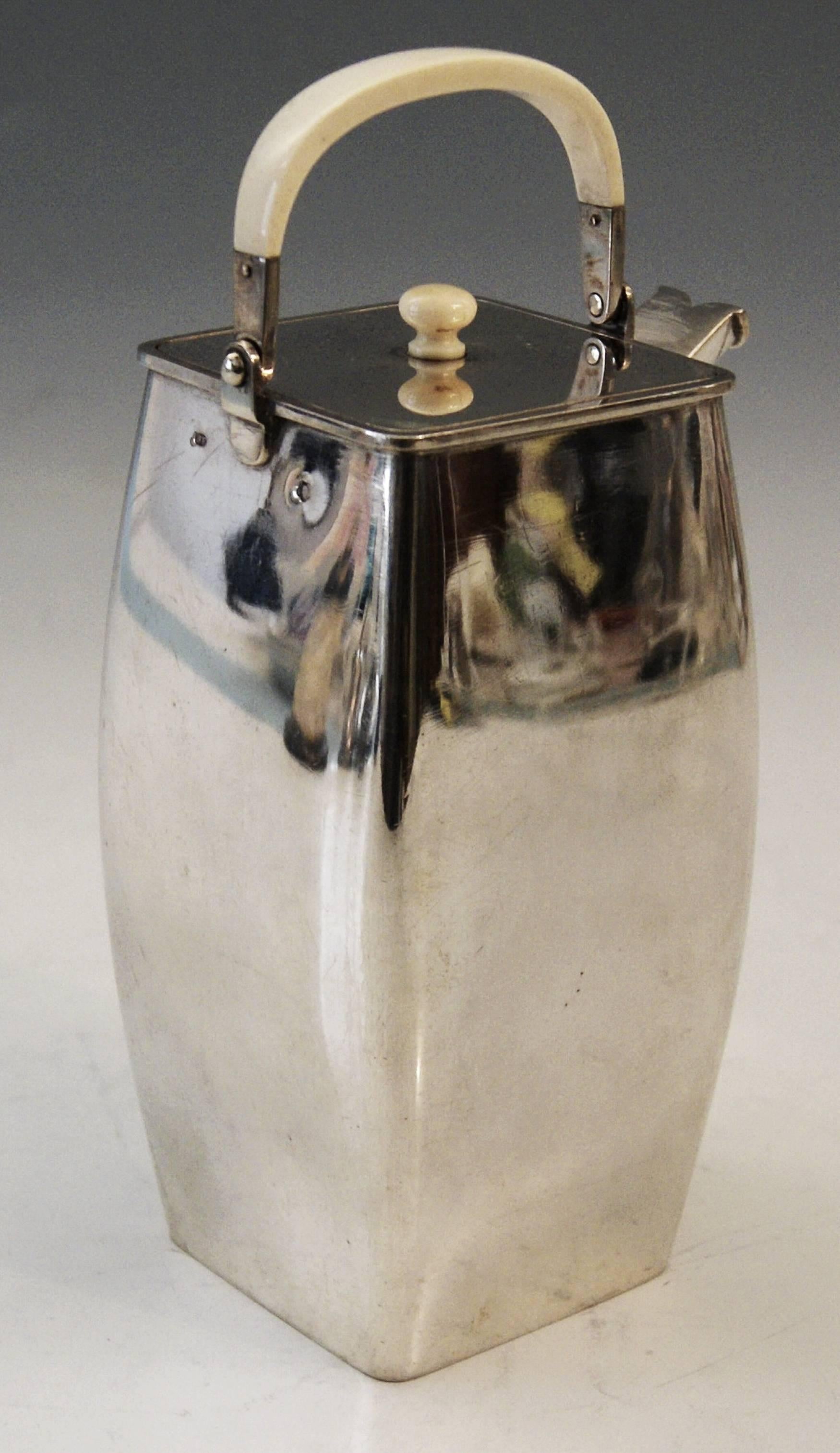 Bone Silver Chocolate Lidded Pot with Handle by Frank Brothers Vienna, circa 1910