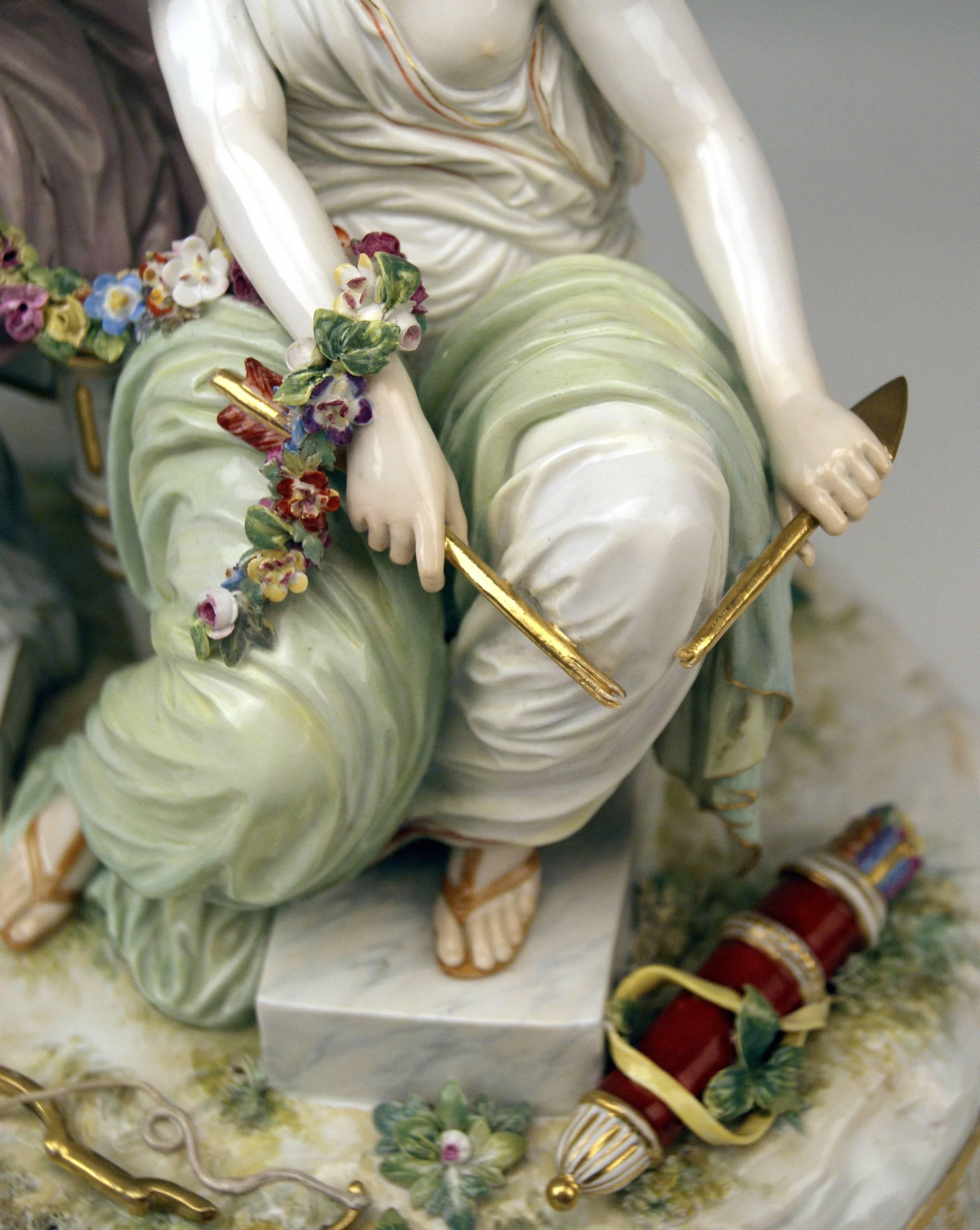 Porcelain Meissen Tall Figurines Cupid in Dire Straits by C. G. Juechtzer, circa 1870 