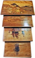 Emile Gallé Art Nouveau Set of Nesting Tables Signed Nancy France Galle, c.1905