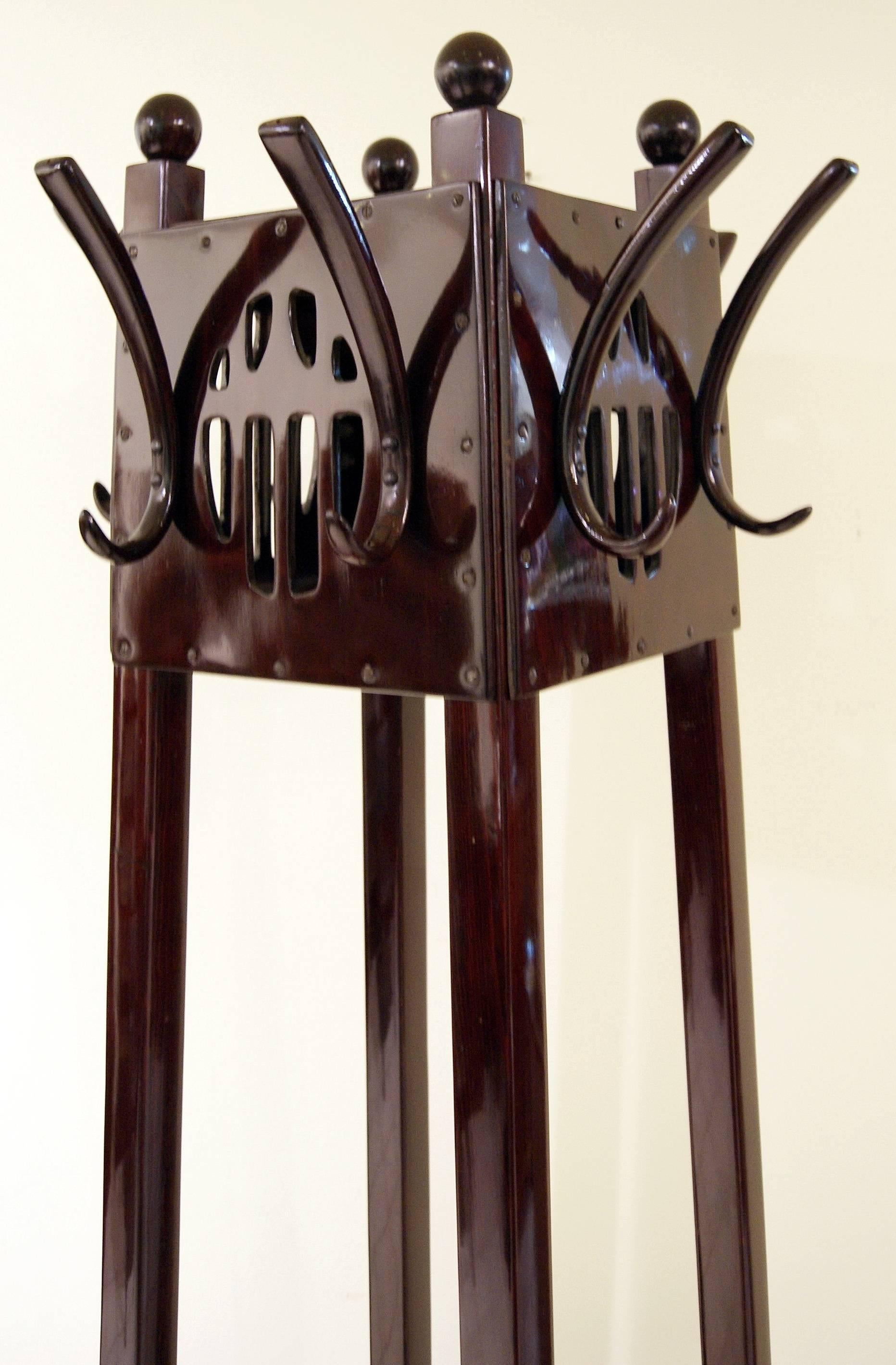 Austrian Jakob & Josef Kohn Vienna Art Nouveau Coat-Tree Coat Stand Number 1098