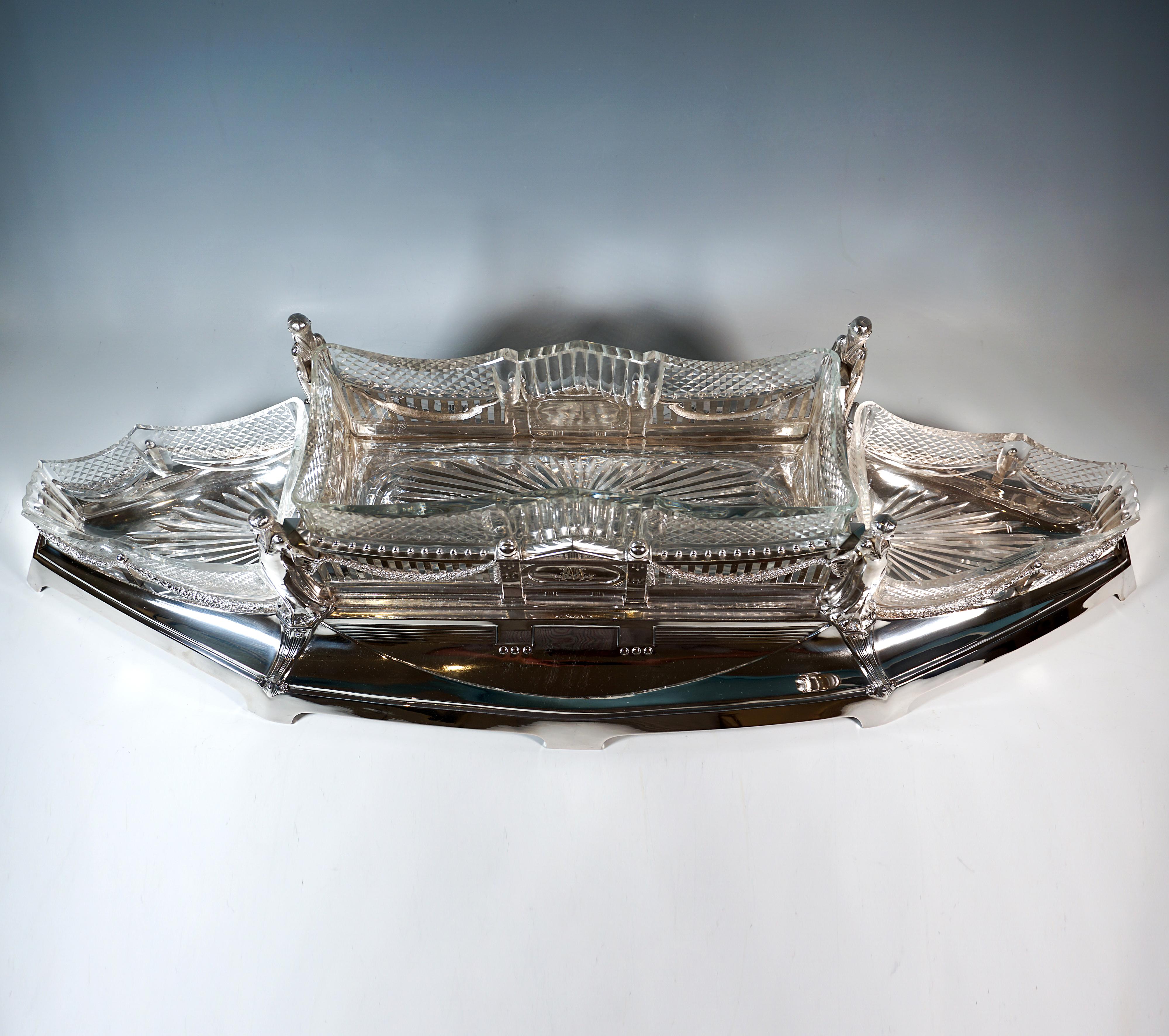 Début du 20ème siècle Très grande jardinière en argent avec 3 verres, Wilkens & Sons, Allemagne 1906 en vente