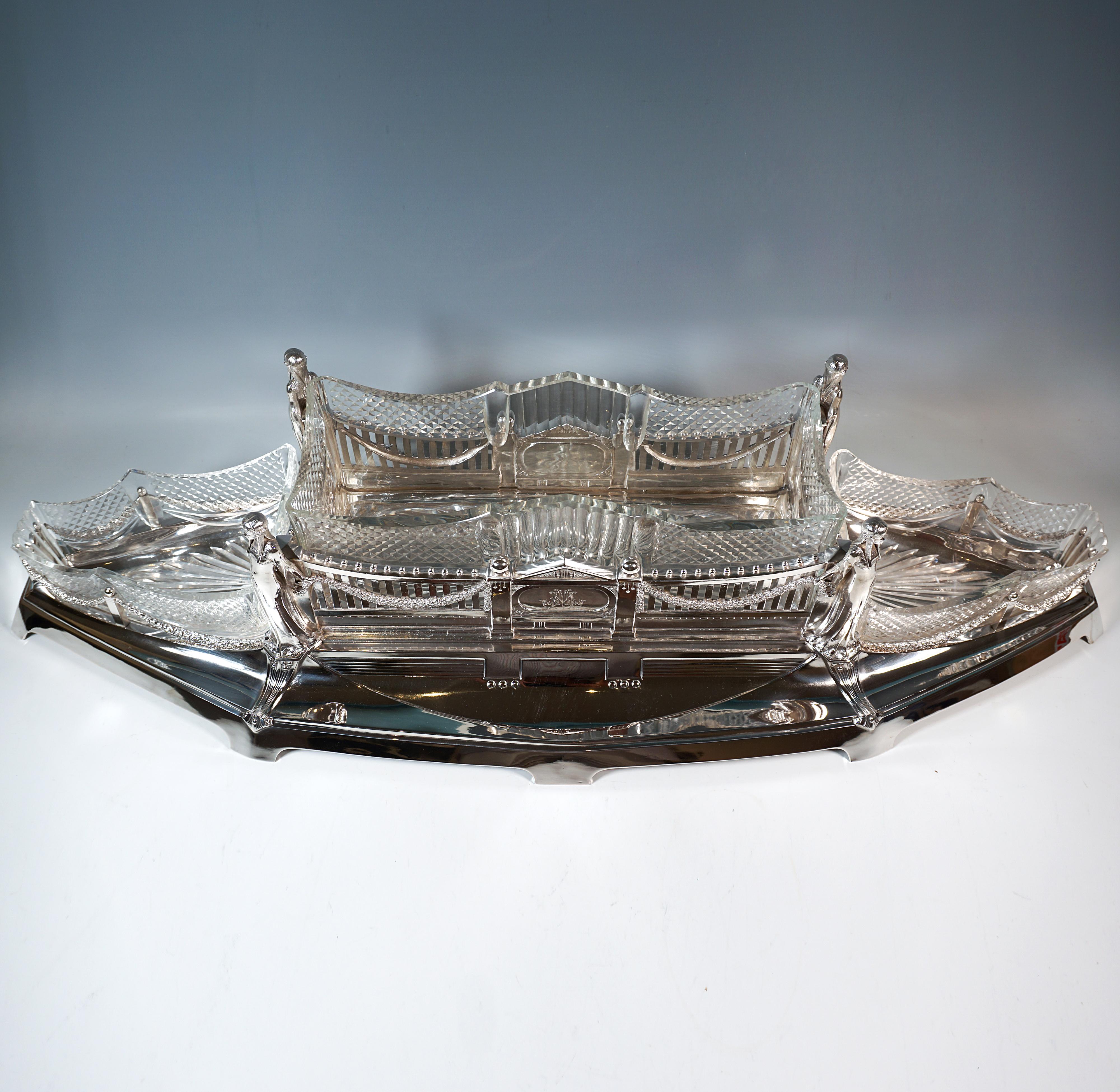 Art nouveau Très grande jardinière en argent avec 3 verres, Wilkens & Sons, Allemagne 1906 en vente