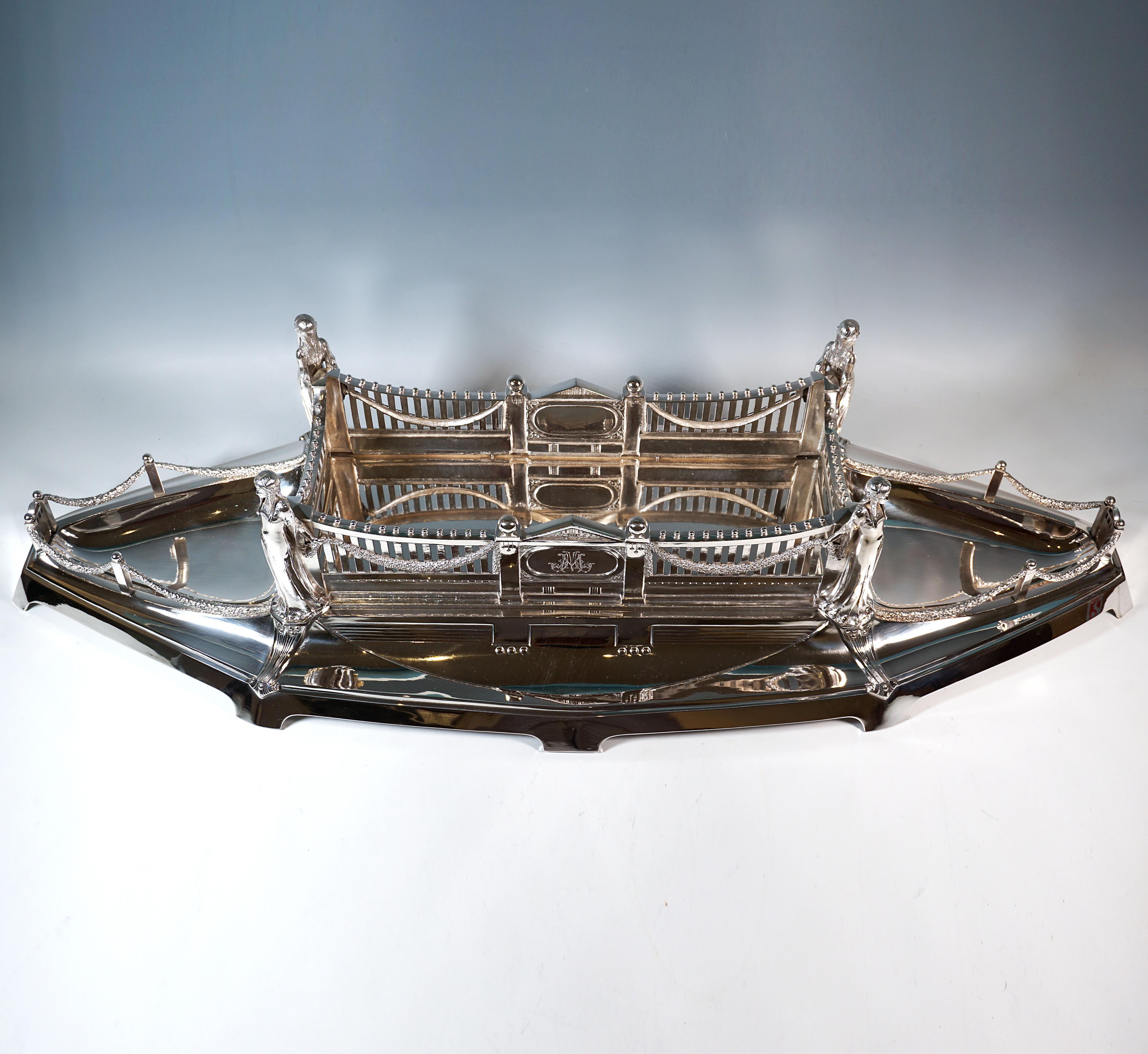 Très grande jardinière en argent avec 3 verres, Wilkens & Sons, Allemagne 1906 en vente 4