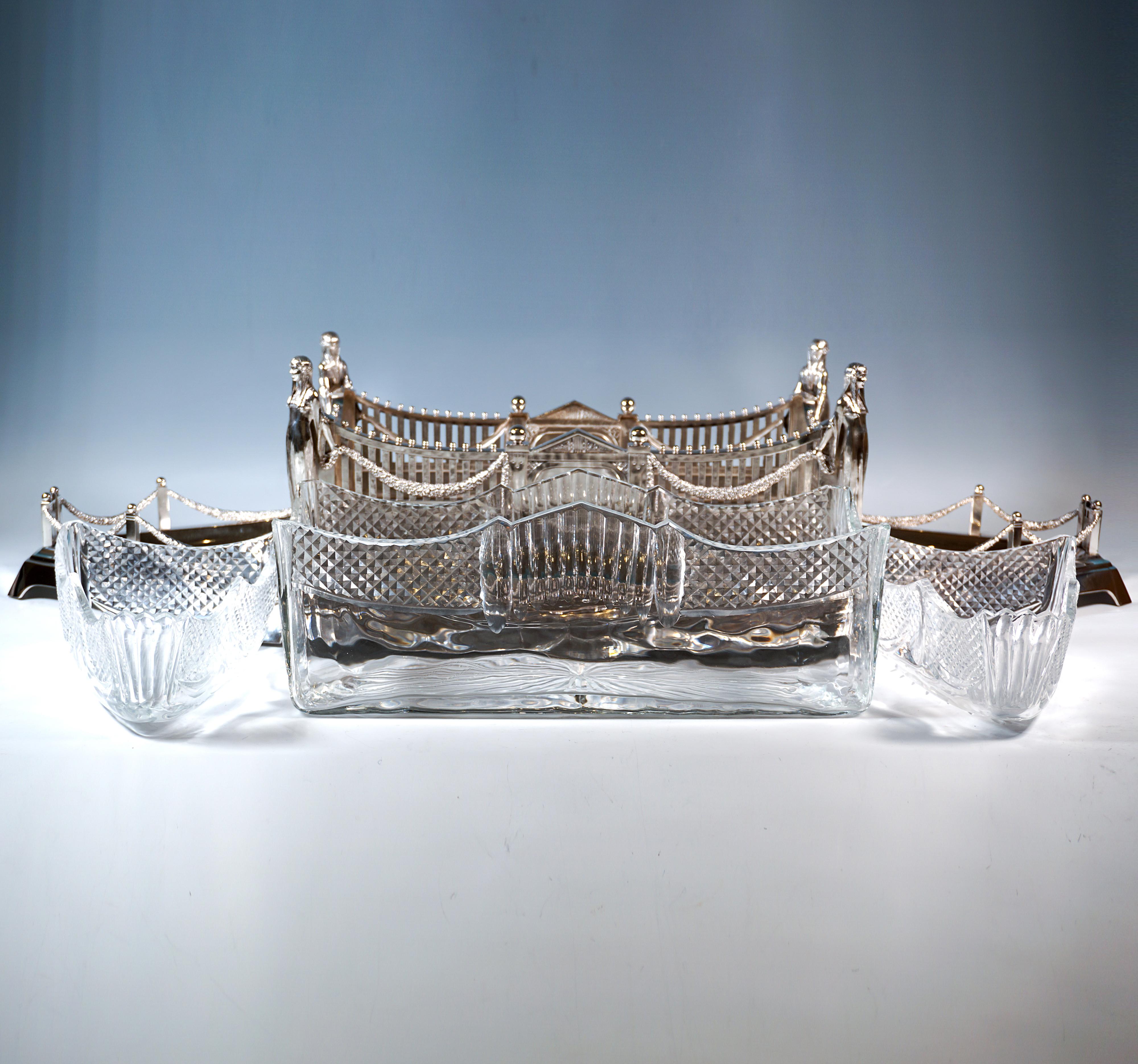 Très grande jardinière en argent avec 3 verres, Wilkens & Sons, Allemagne 1906 en vente 3