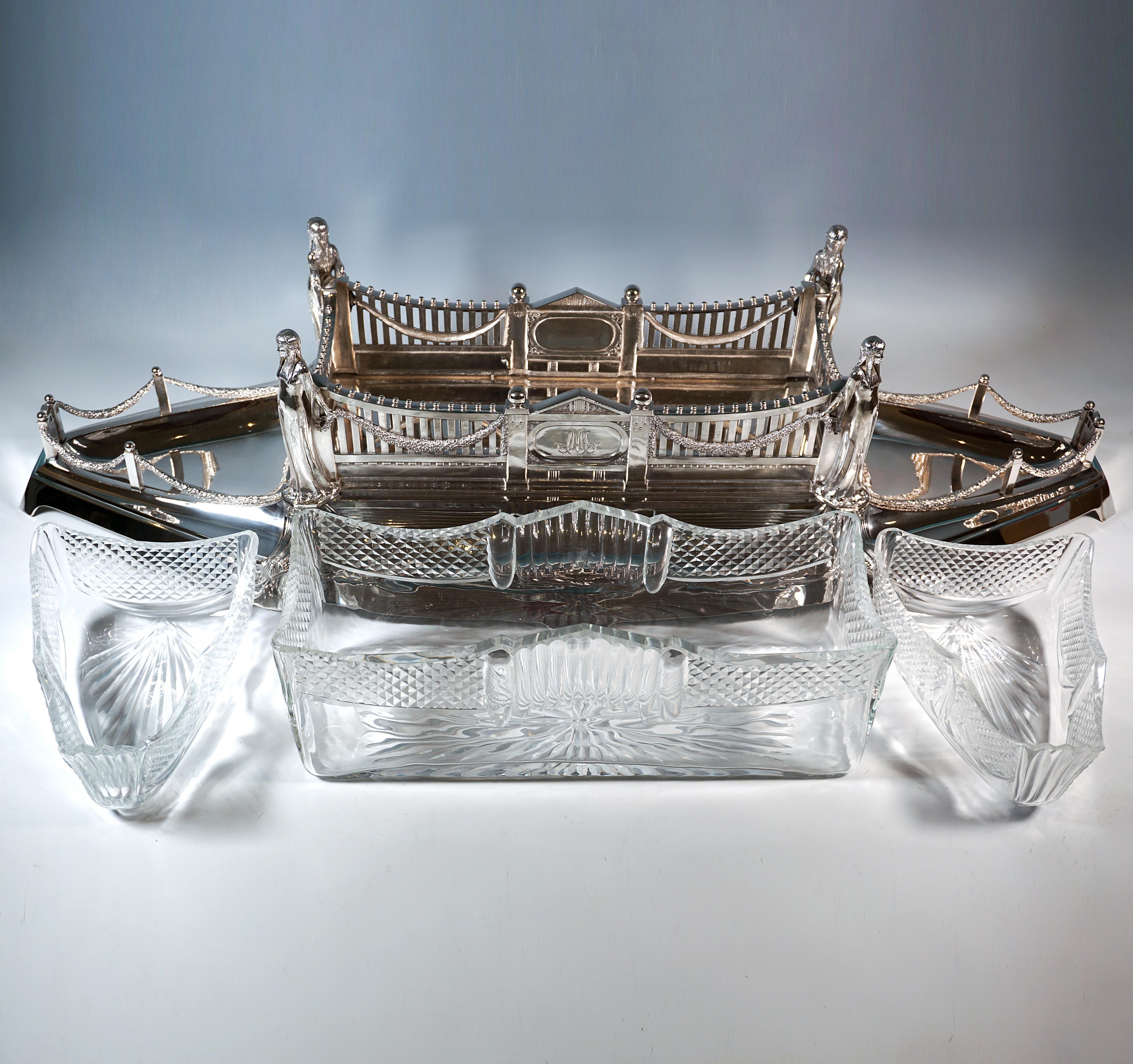 Très grande jardinière en argent avec 3 verres, Wilkens & Sons, Allemagne 1906 en vente 2