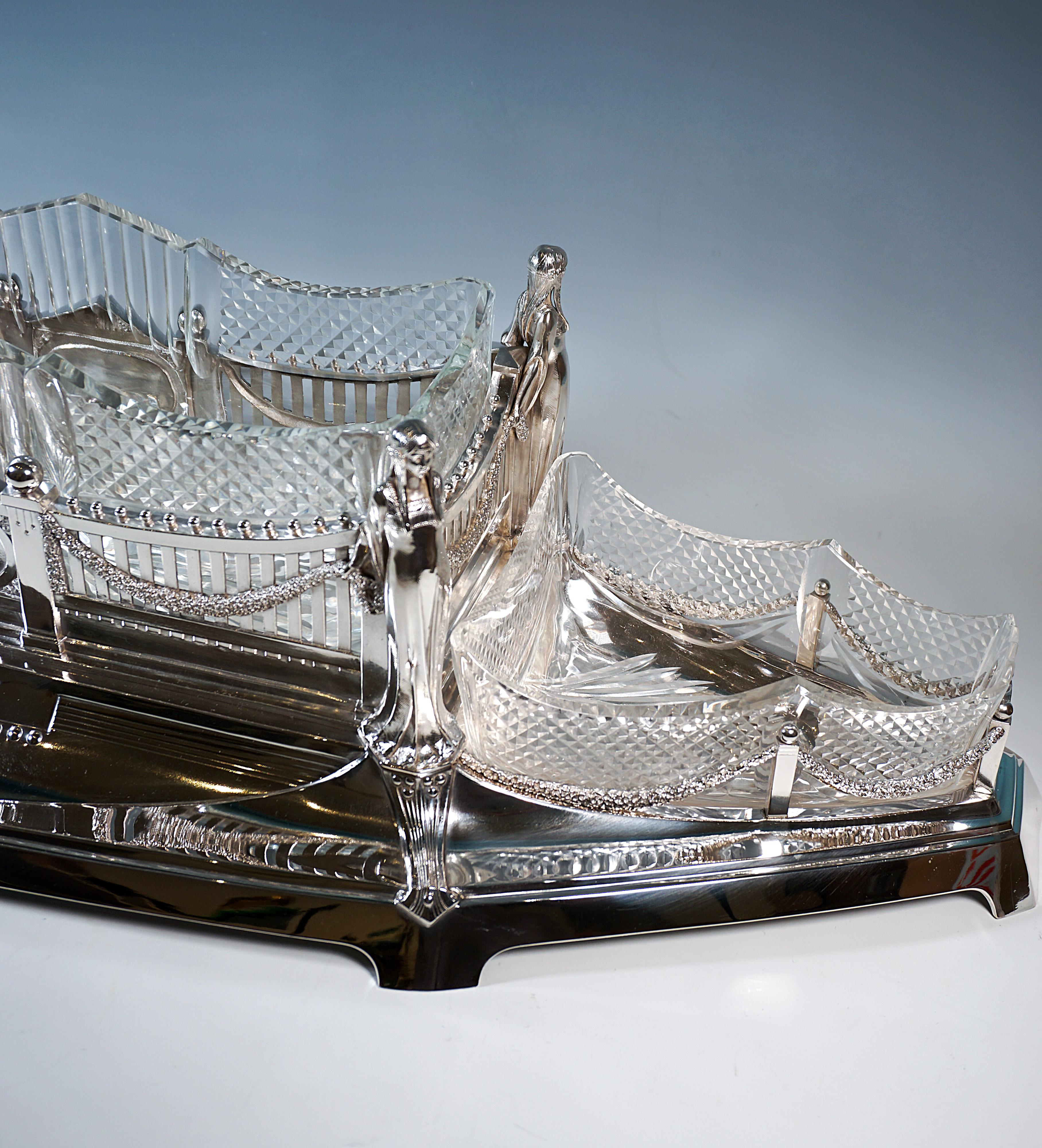 Très grande jardinière en argent avec 3 verres, Wilkens & Sons, Allemagne 1906 en vente 1