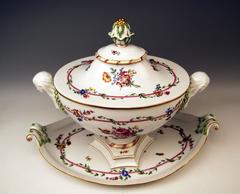 Meissen Large Lidded Tureen with Huge Platter Presentoir, Marcolini Period