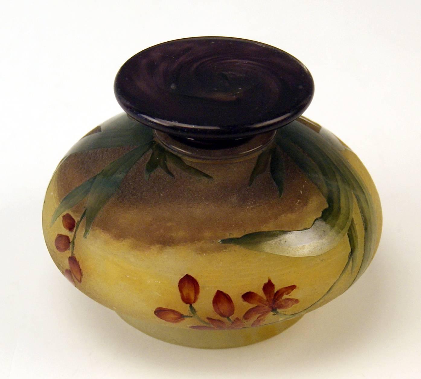 Glass Daum Nancy Rare Vase Wallflowers Art Nouveau France Lorraine, circa 1900 For Sale