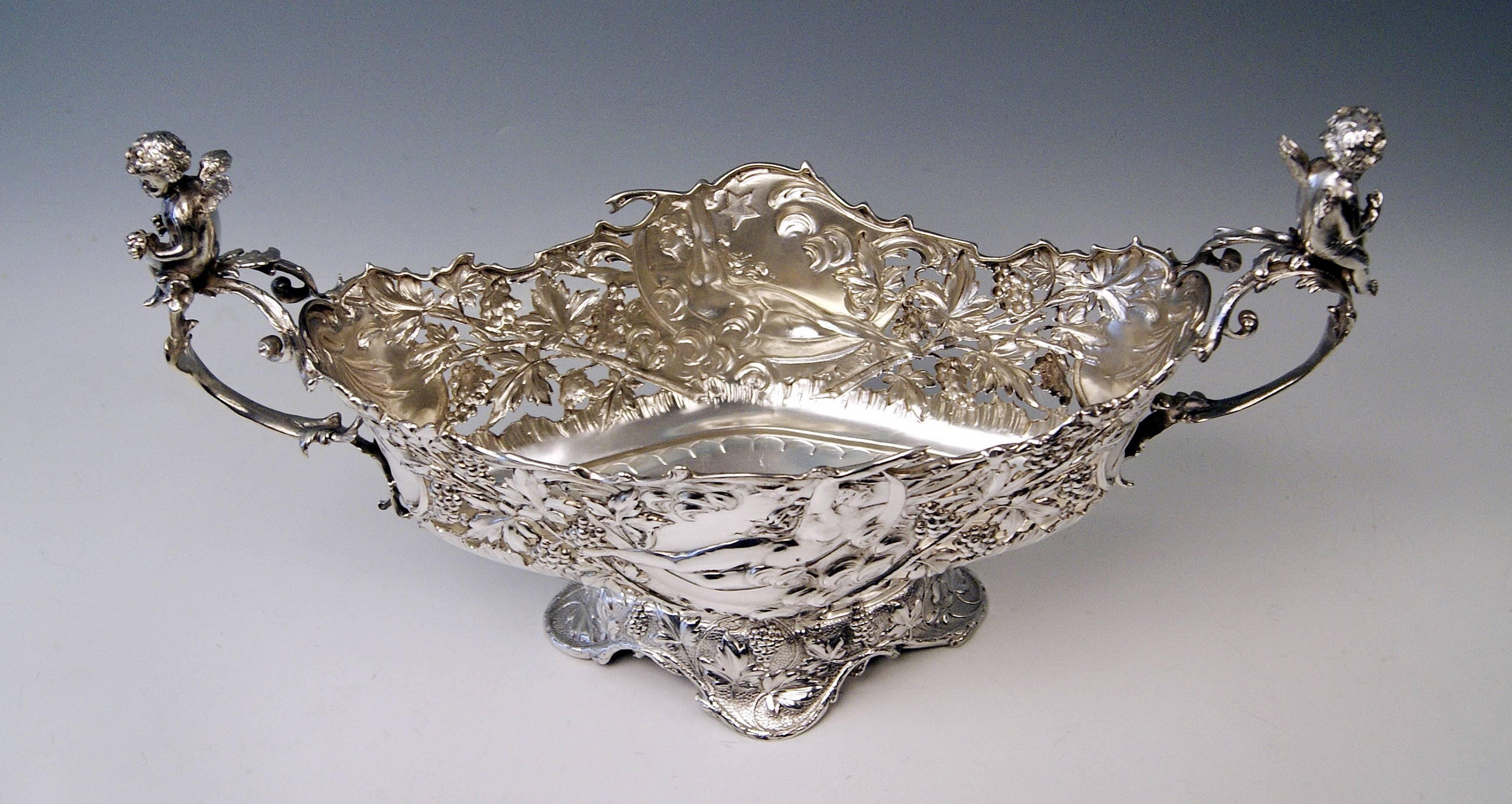 Silver Austrian Huge Flower Bowl Original Glass Karl Jedlicka Vienna, circa 1900 2