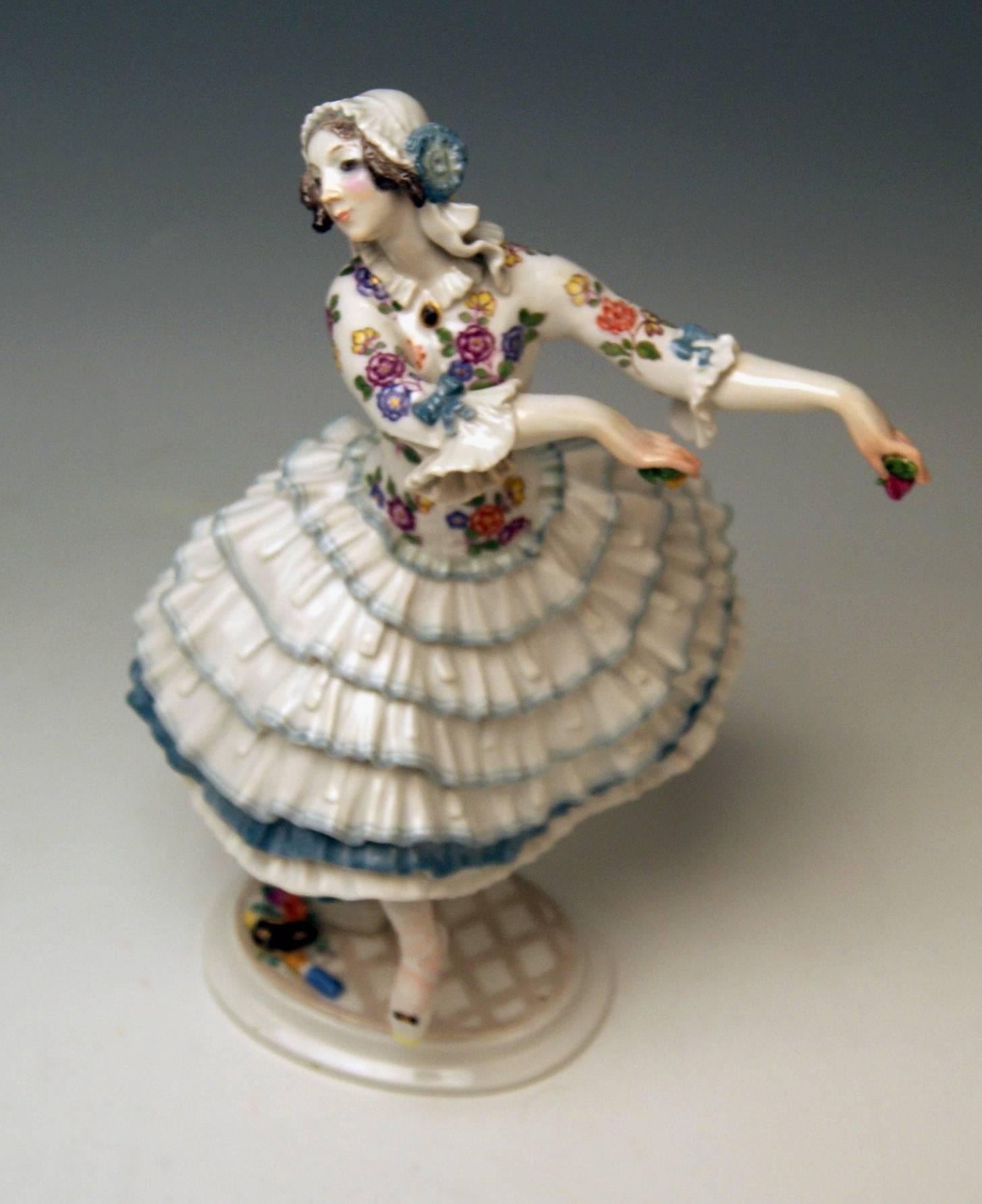 Glazed Meissen Chiarina Russian Ballet Dancer created by Paul Scheurich c.1924-34