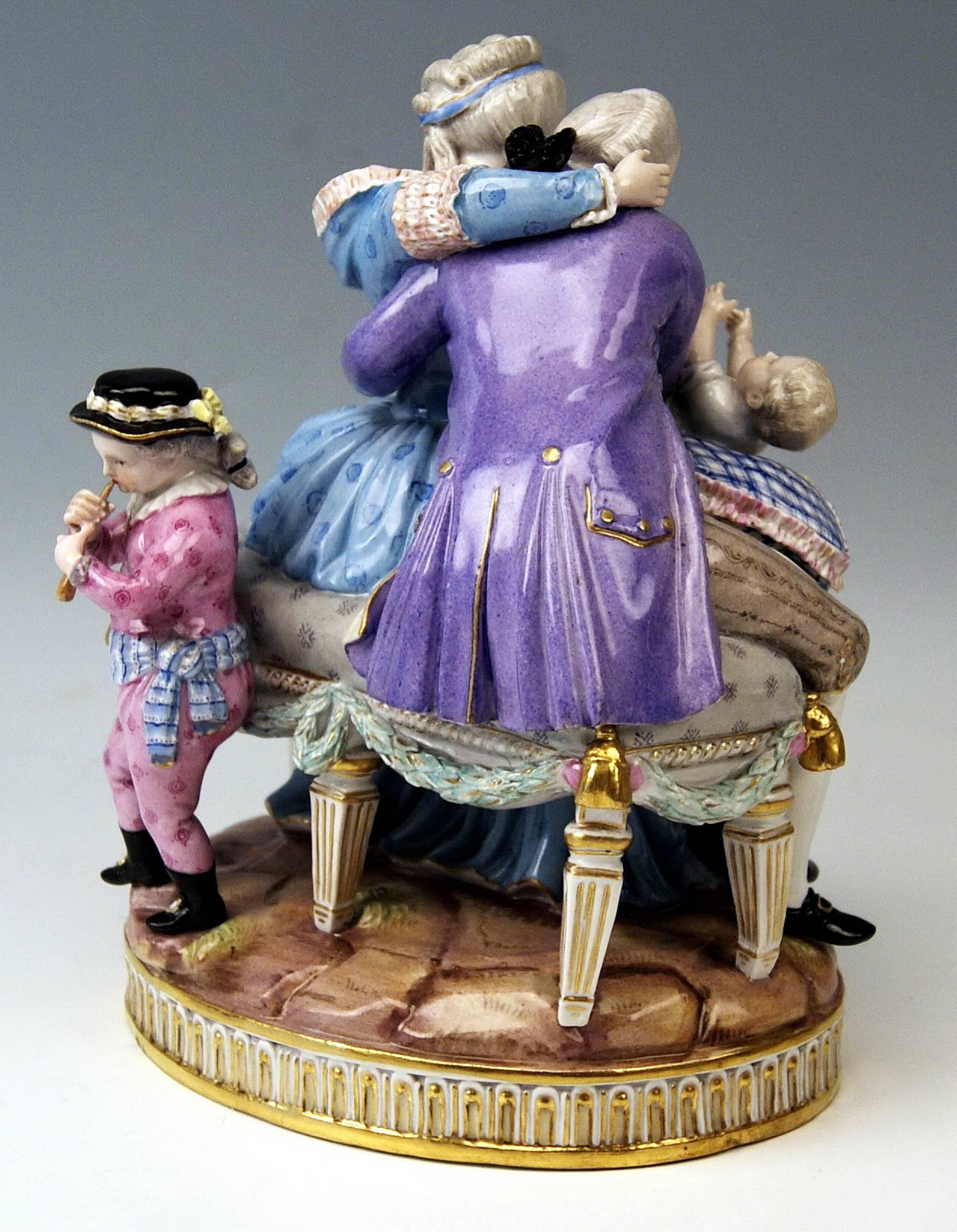 Rococo Meissen Stunning Figurines the Lucky Parents Model E81 by M. V. Acier, c.1860