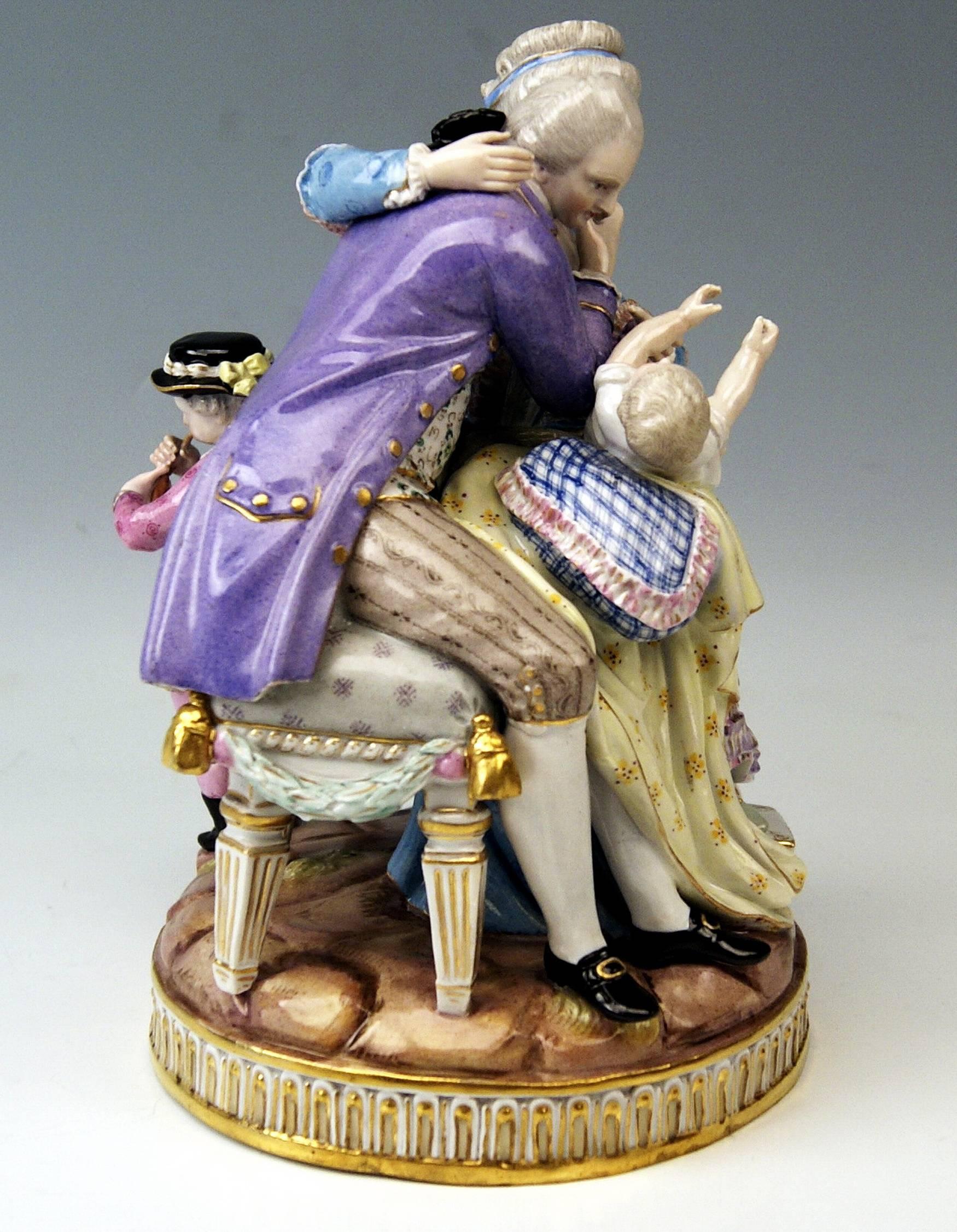 German Meissen Stunning Figurines the Lucky Parents Model E81 by M. V. Acier, c.1860