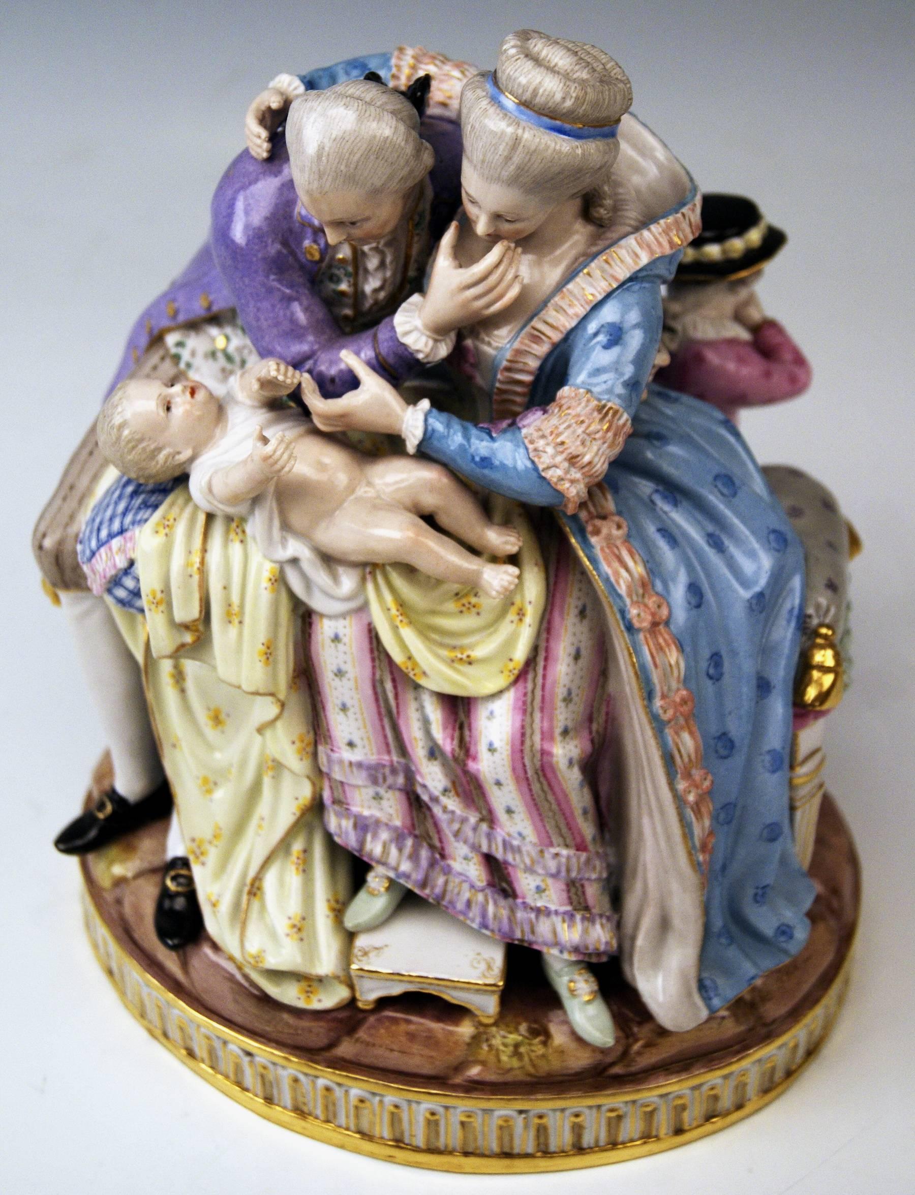 19th Century Meissen Stunning Figurines the Lucky Parents Model E81 by M. V. Acier, c.1860