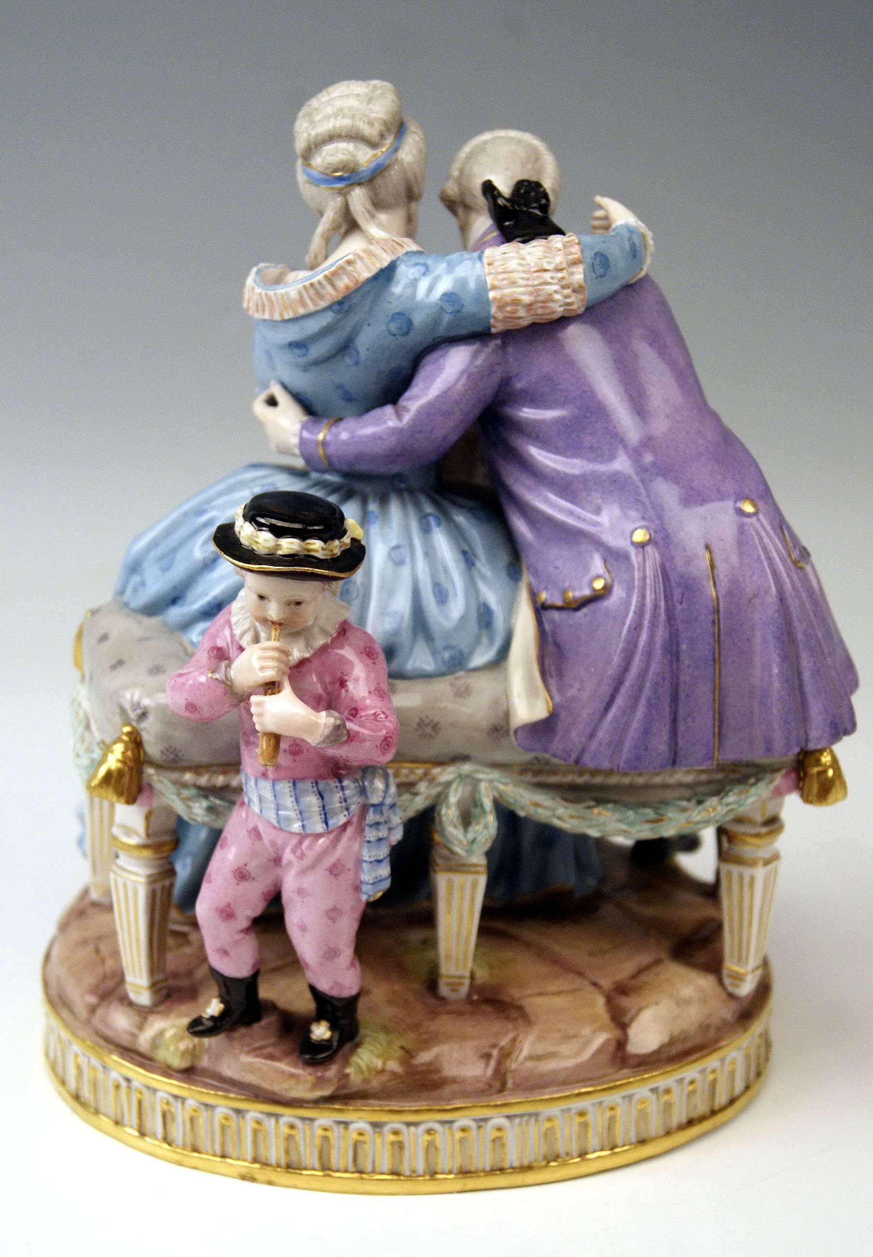 Porcelain Meissen Stunning Figurines the Lucky Parents Model E81 by M. V. Acier, c.1860