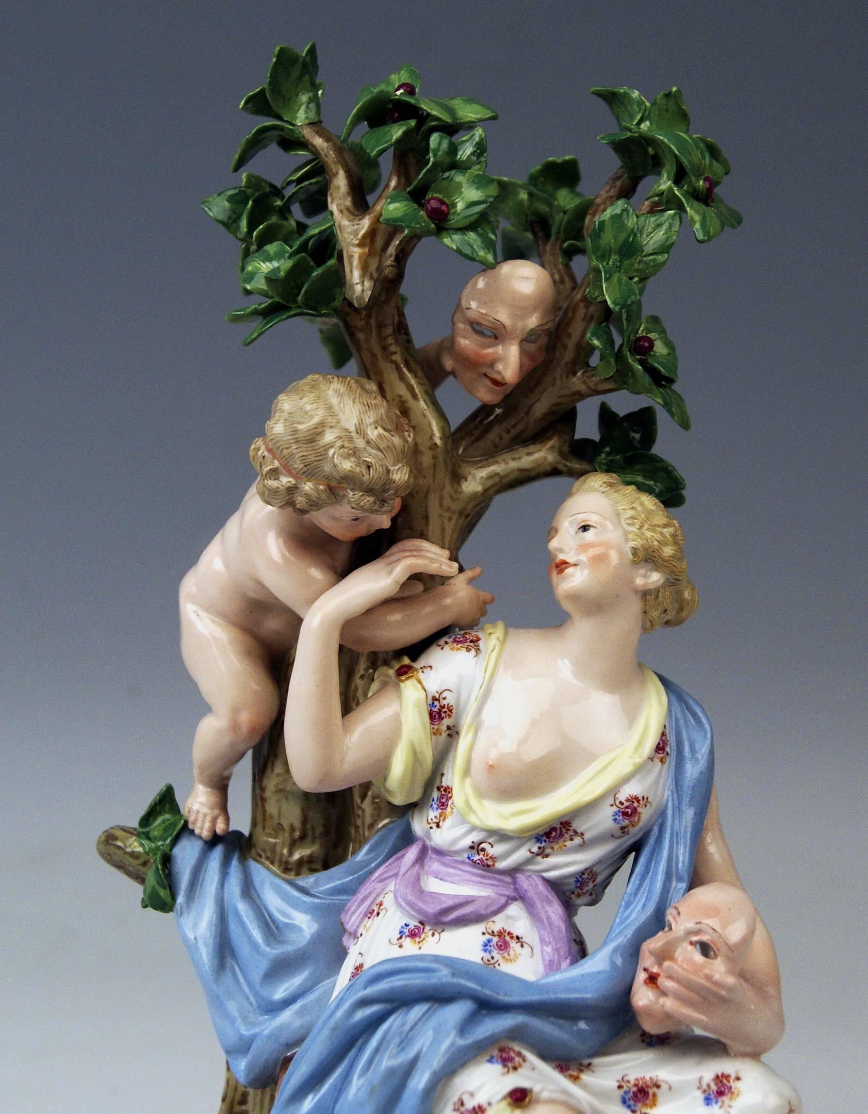 German Meissen Stunning Figurines Muse Thalia and Boy Model E23 by J.J. Kaendler