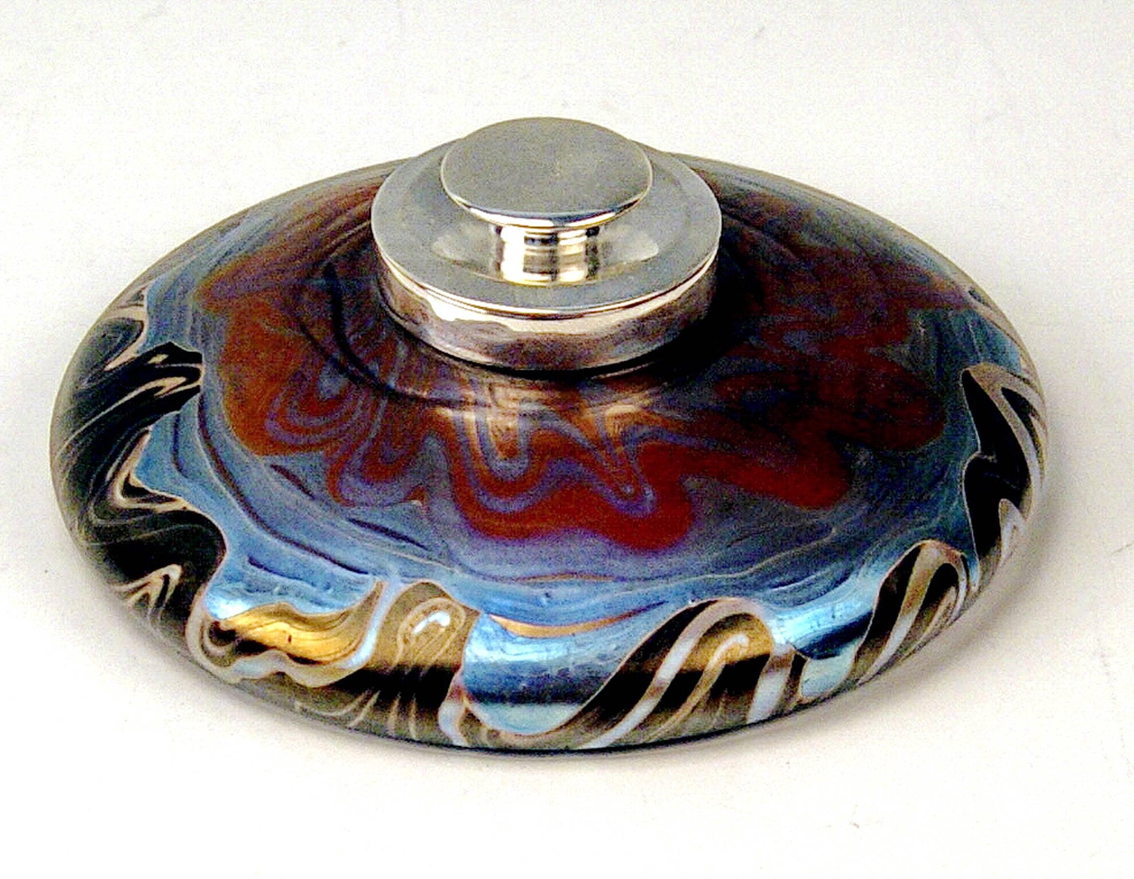 Loetz Klostermuehle Bohemia Inkstand or Inkpot Art Nouveau PG 358, circa 1901 In Excellent Condition In Vienna, AT