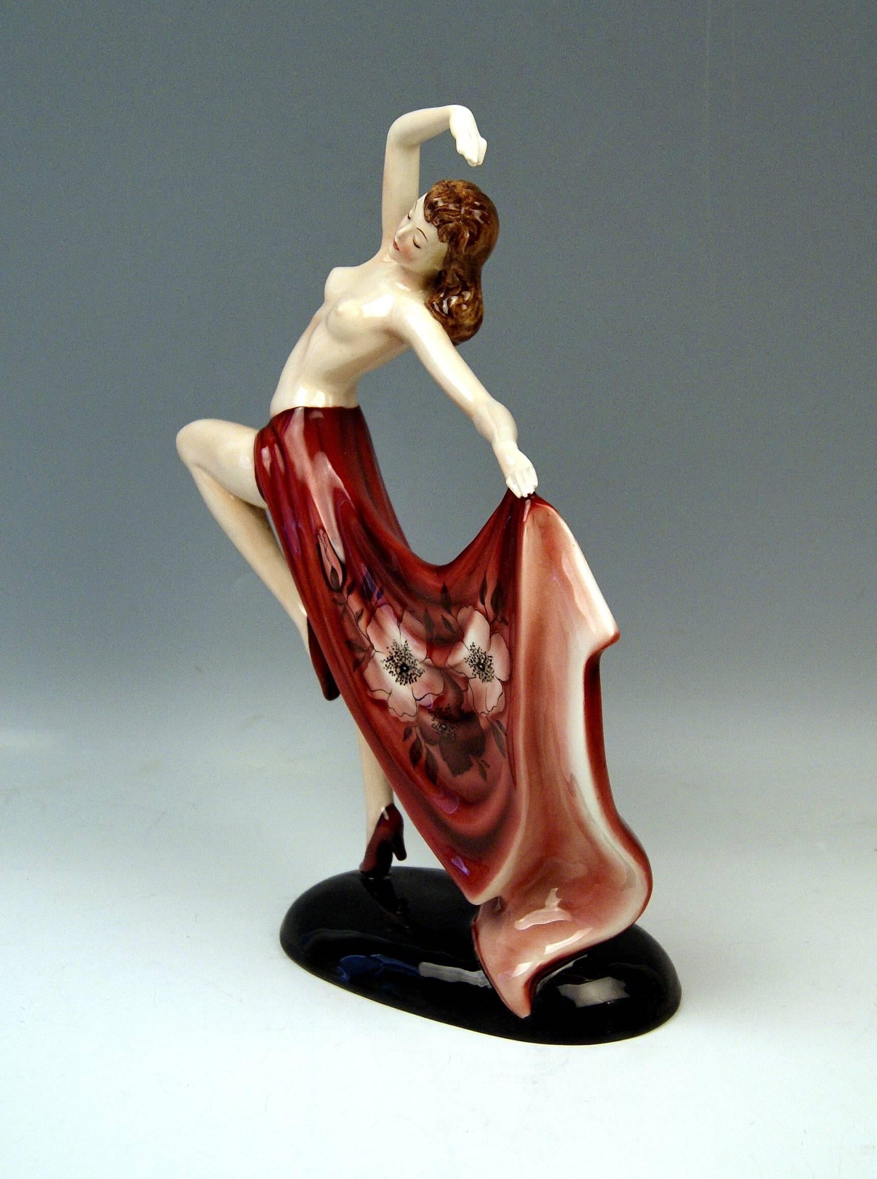 Austrian Keramos Vienna Nicest Lady Dancer by Stefan Dakon Goldscheider Style, circa 1950