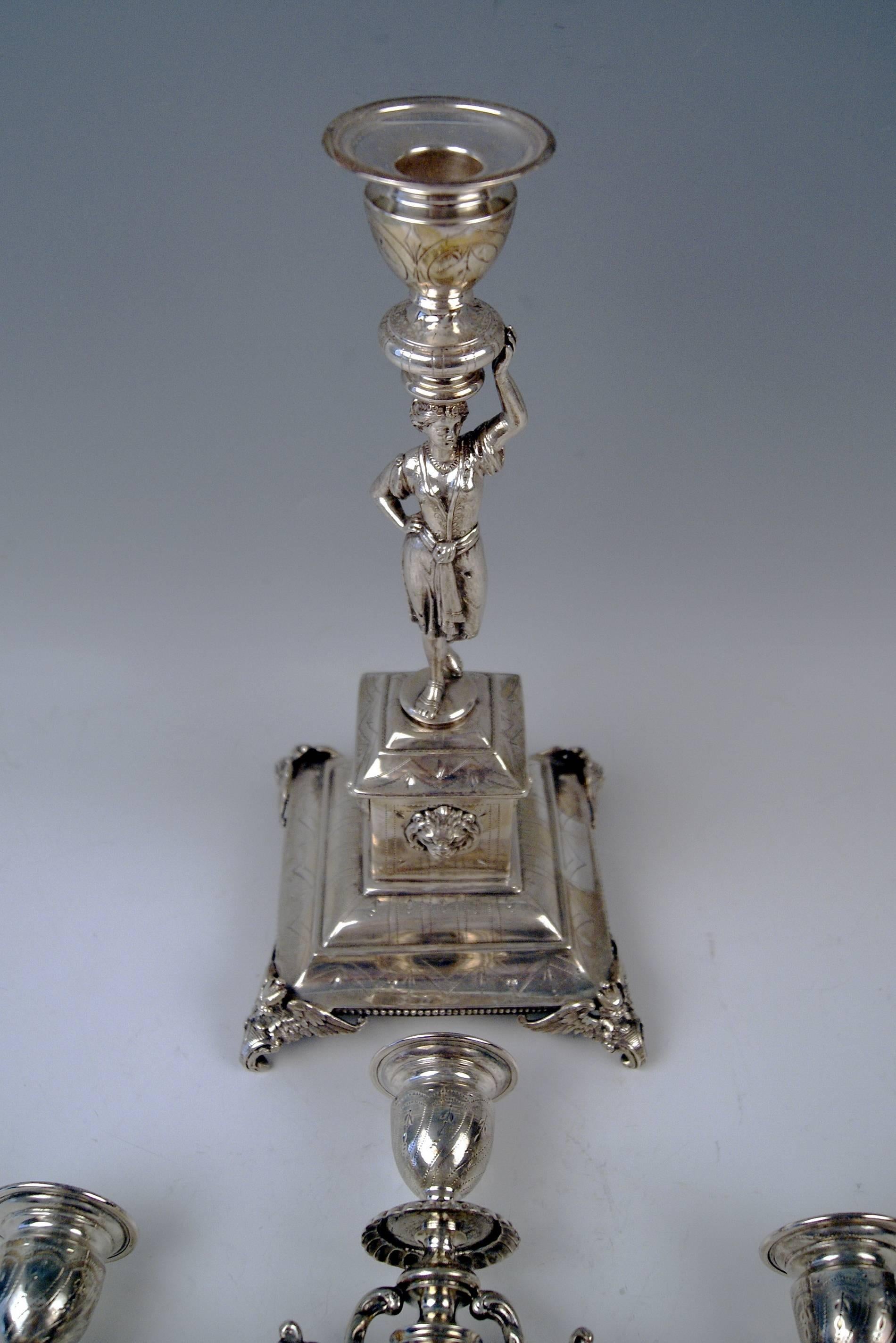 Silver Austrian Three-Armed Candleholder Candlestick Vienna E. Steiter 1