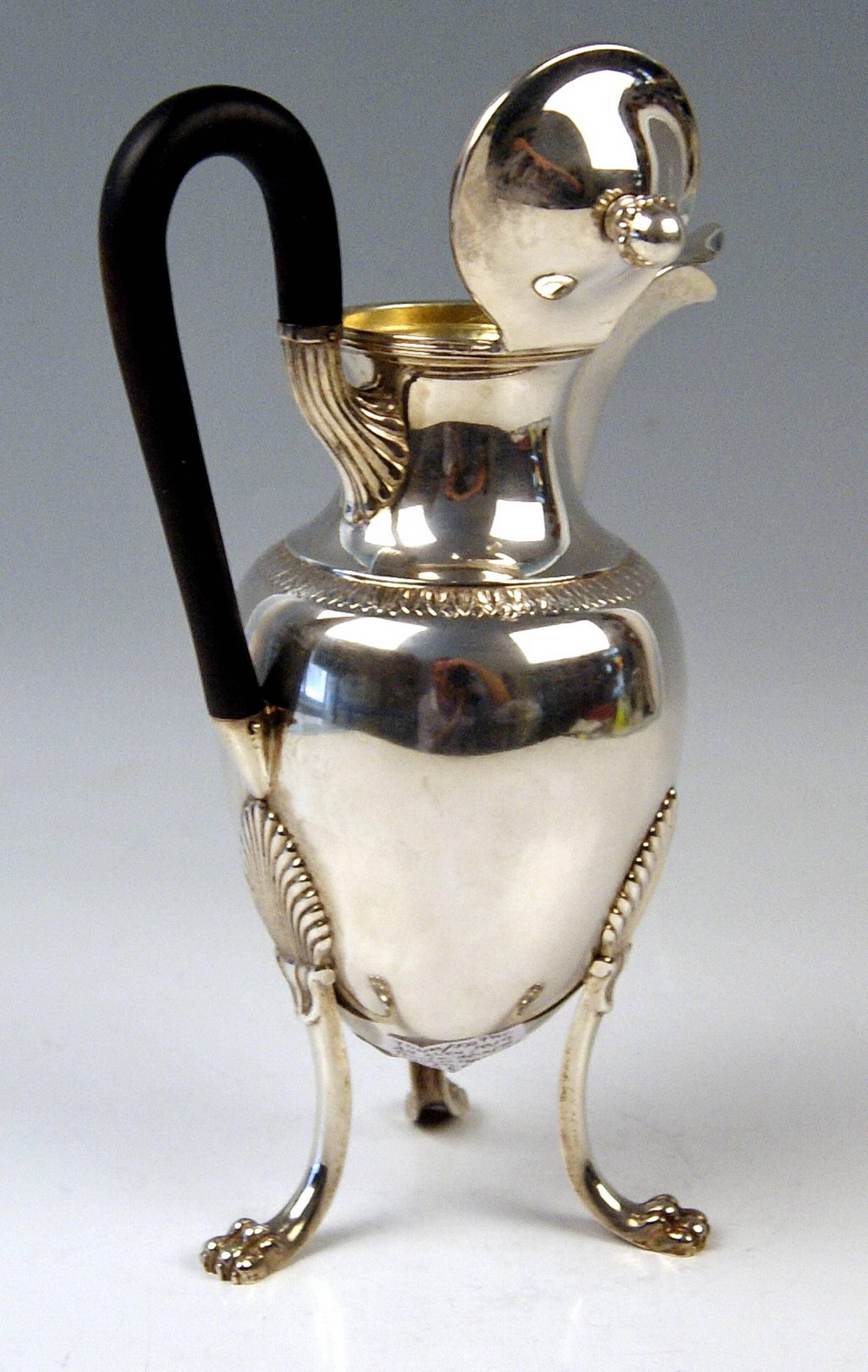 Early 19th Century Silver Empire Chocolate Coffee Pot with Handle by F.Hellmayer Vienna, circa 1809