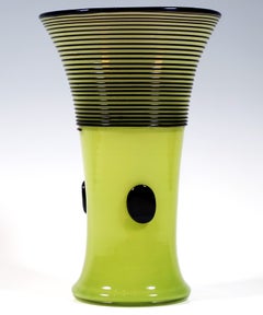 Loetz Art Deco Tango Vase, Execution 166, Green & Black, Austria-Hungary, c 1916
