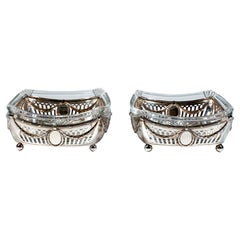 Pair Of Art Nouveau Silver Baskets With Cut Glass Inserts, Germany, Circa 1910