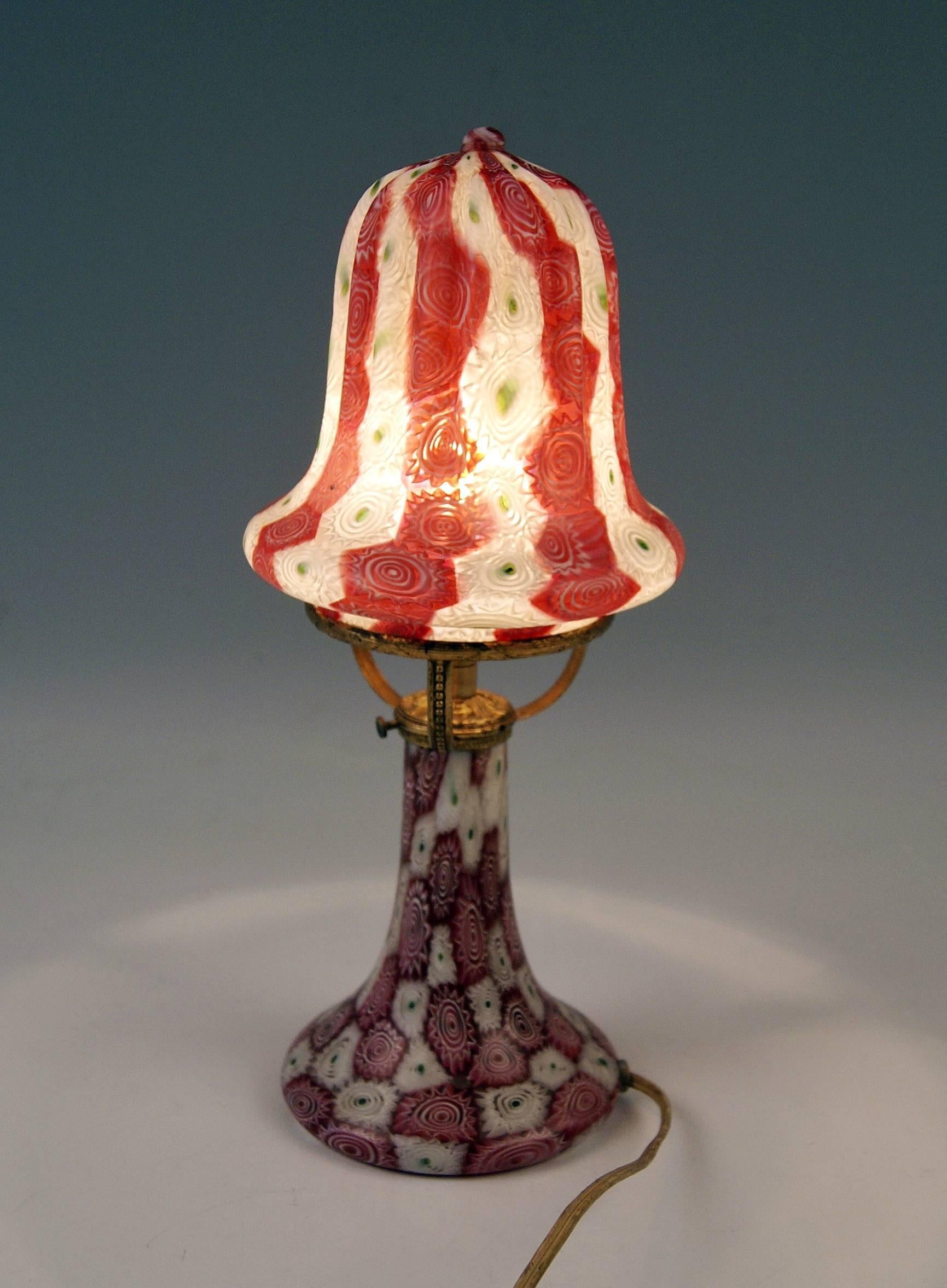 Italian Murano Vintage Nice Glass Lamp Millefiori Fratelli Toso, circa 1920