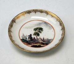 Meissen Small Painted Cup and Saucer Baroque Period Vintage A, circa 1735-1740