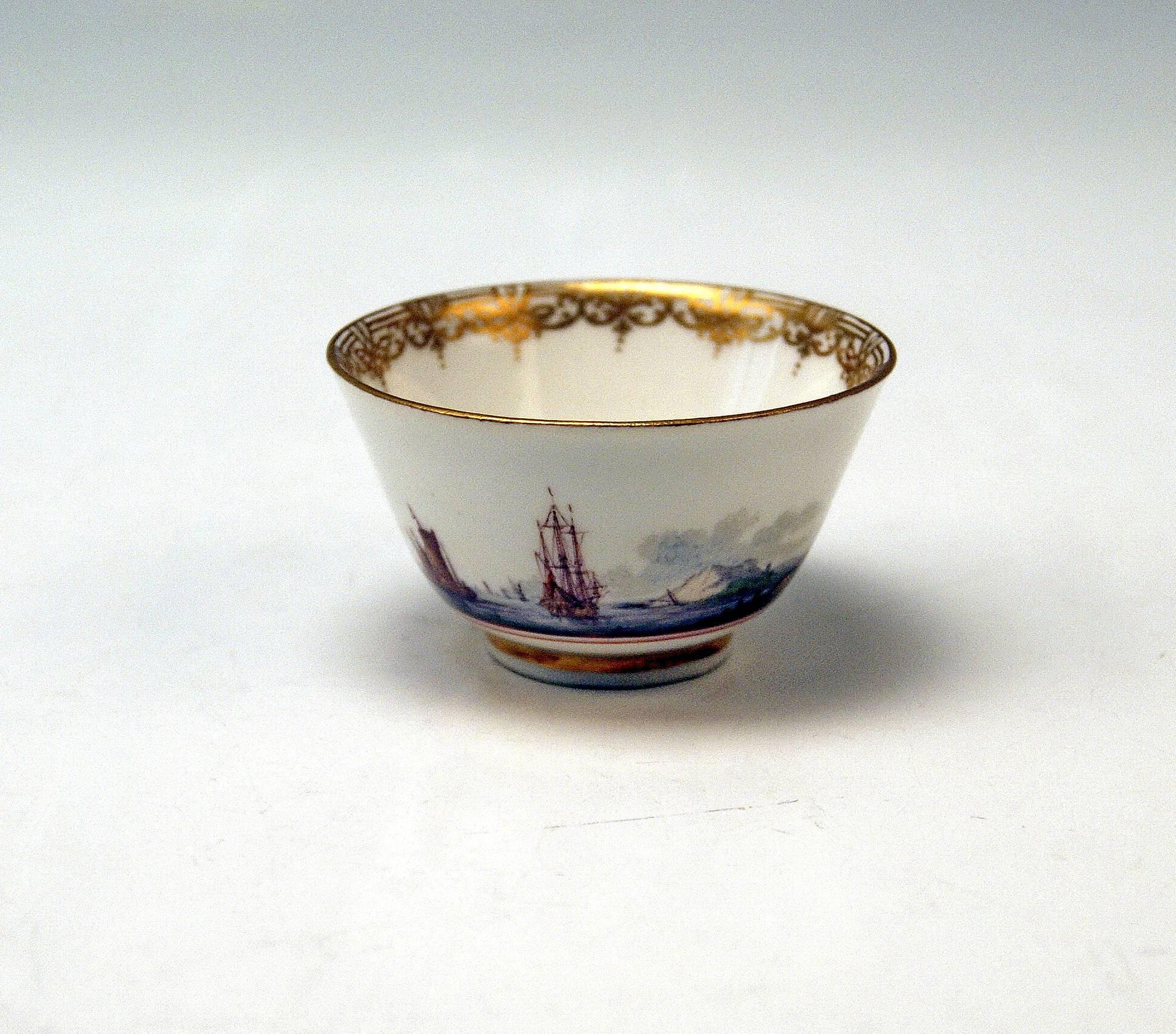 Meissen Small Painted Cup and Saucer Baroque Period Vintage B, circa 1735-1740 1