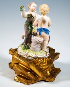 Conjunto de Cupido de Meissen de época temprana, «Alegoría de la agricultura», de C.C. Punct, Alemania, 1763