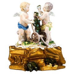 Conjunto de Cupido de Meissen de época temprana, «Alegoría de la agricultura», de C.C. Punct, Alemania, 1763