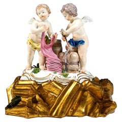 Conjunto de Cupido de Meissen de época temprana, «Alegoría del comercio», de C.C. Punct, Alemania, hacia 1763