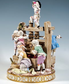 Groupe Meissen, « The Wine Press », avec 6 enfants vignerons, J.C. Schönheit, vers 1850