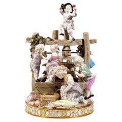 Groupe Meissen, « The Wine Press », avec 6 enfants vignerons, J.C. Schönheit, vers 1850