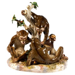 Large Meissen Animal Group, Gang Of Monkeys, by E.A. Leuteritz, Circa 1870-1880