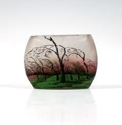 Jugendstil-Kameo-Vase, „Pluviose“, Regenlandschaft, Daum Nancy, Frankreich, um 1900