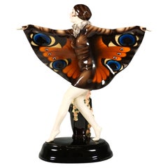 Gran figura Art Déco vienesa Goldscheider, El pájaro capturado por Lorenzl, ca 1925