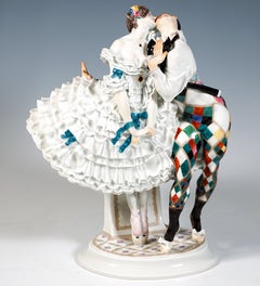 Meissen Group, Harlekin & Columbine, Russian Ballet Carnival, by Scheurich, 20th