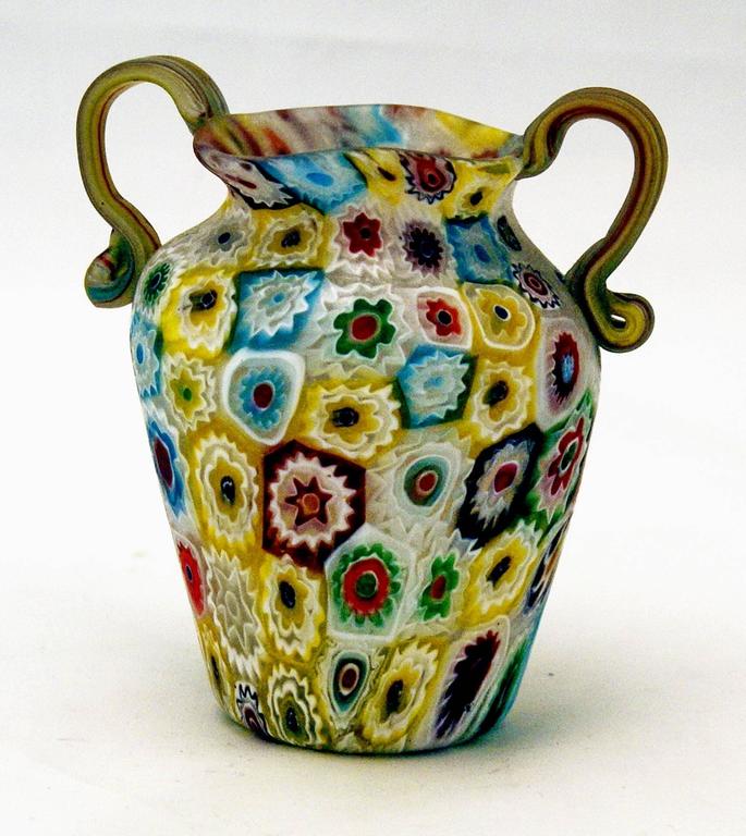 Set of Five Murano Vintage Nice Glass Vases Millefiori, circa 1910 at 1stDibs