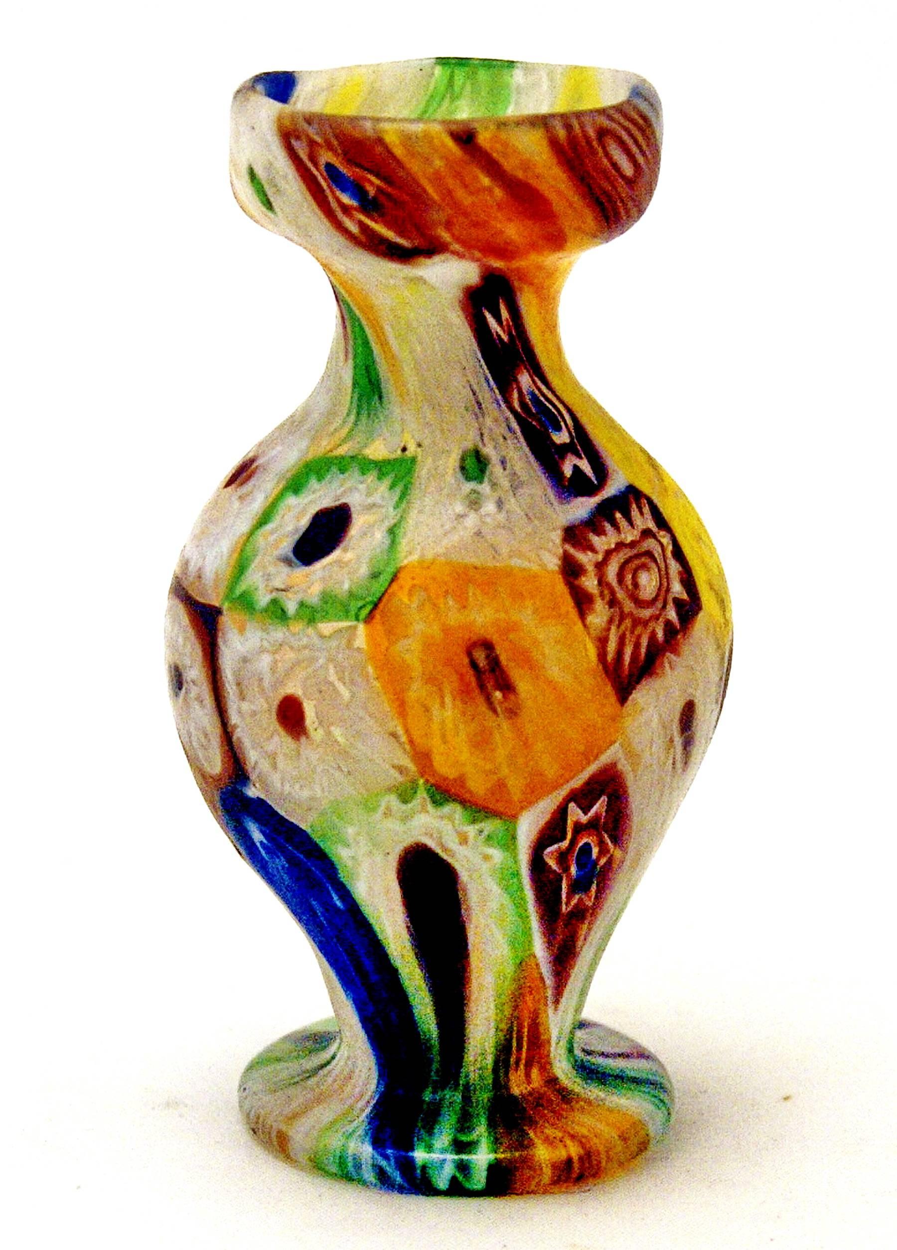 Arts and Crafts Set of Five Murano Vintage Nice Glass Vases Millefiori, circa 1910