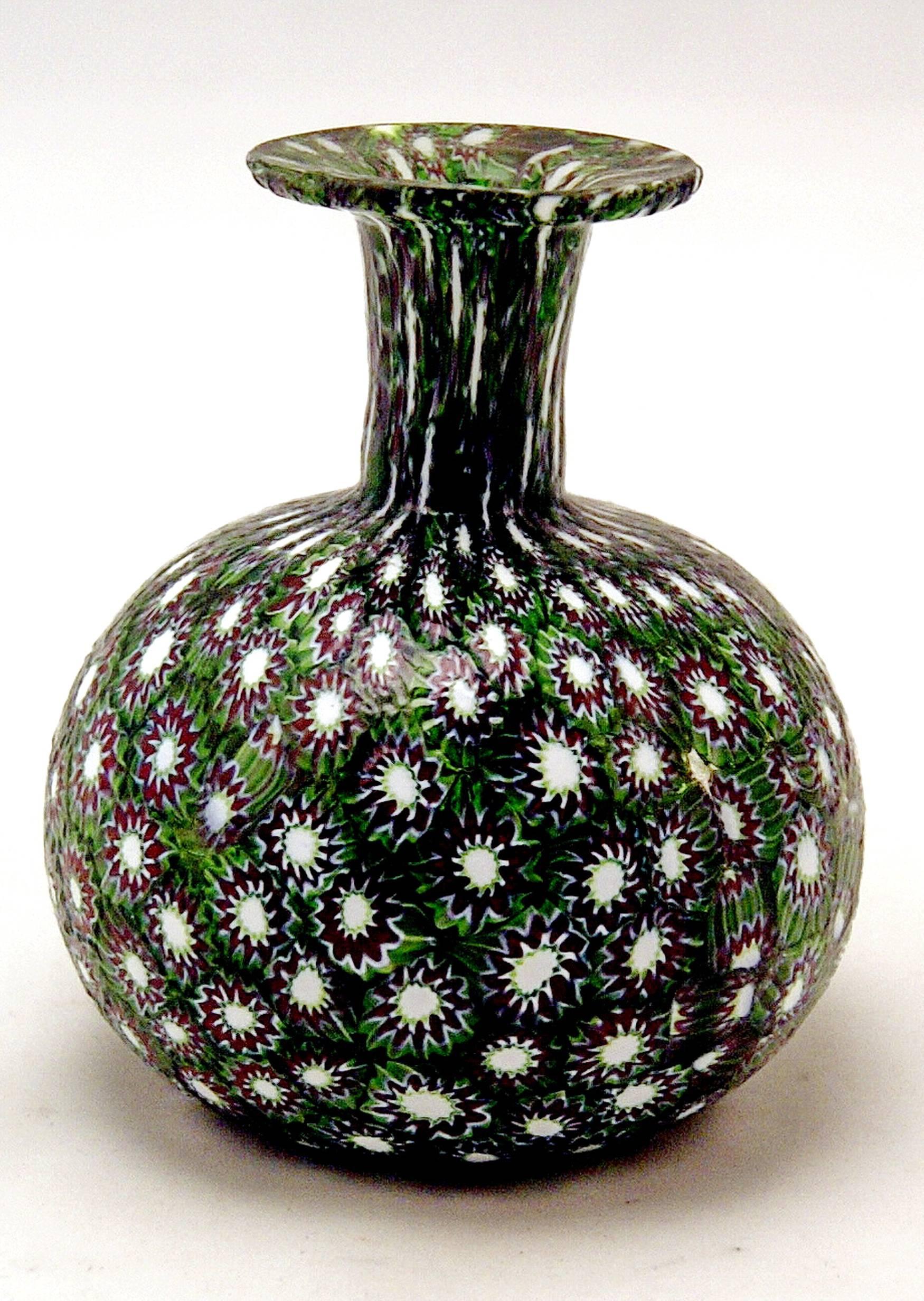 millefiori glass vase