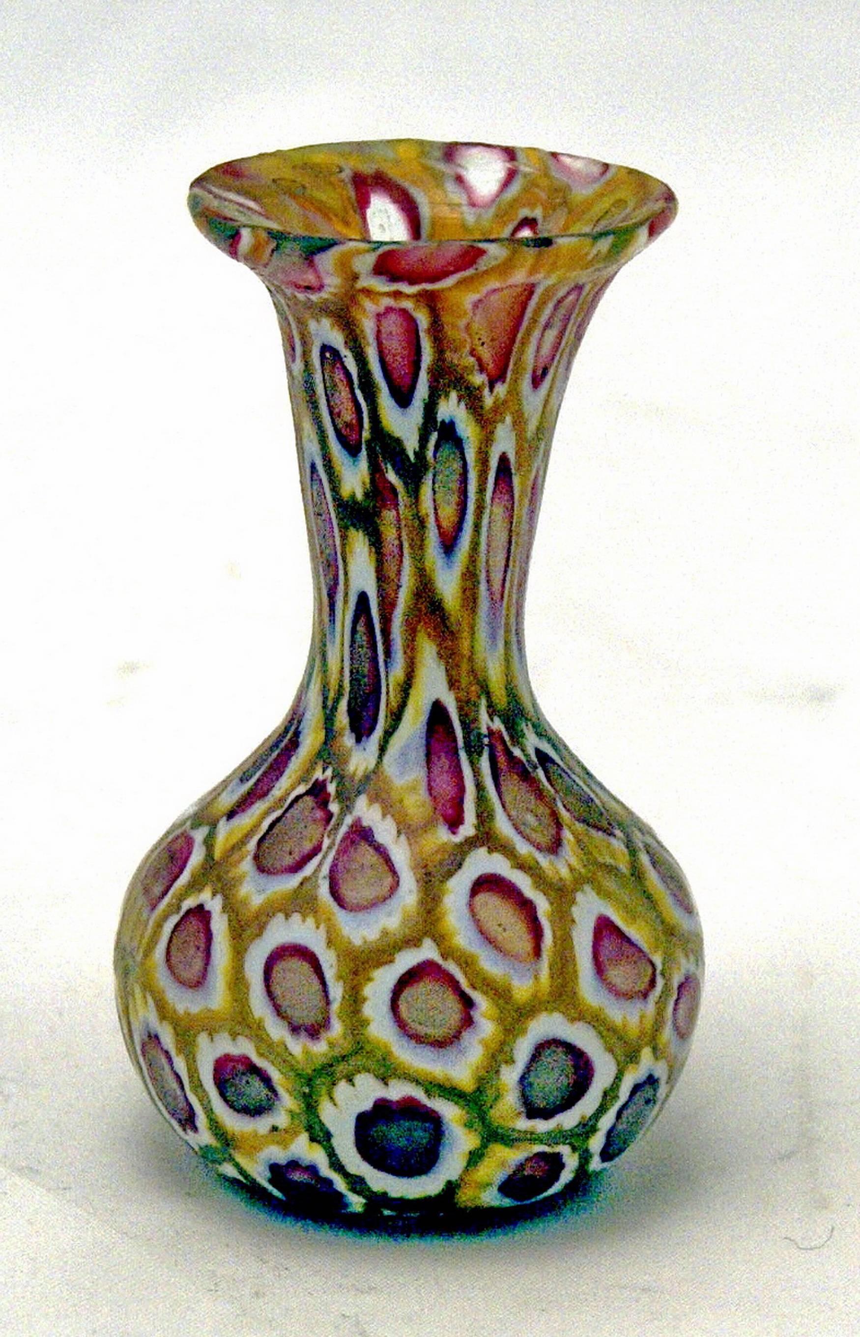 Arts and Crafts Set of Five Murano Vintage Nice Glass Vases Millefiori B, circa 1910