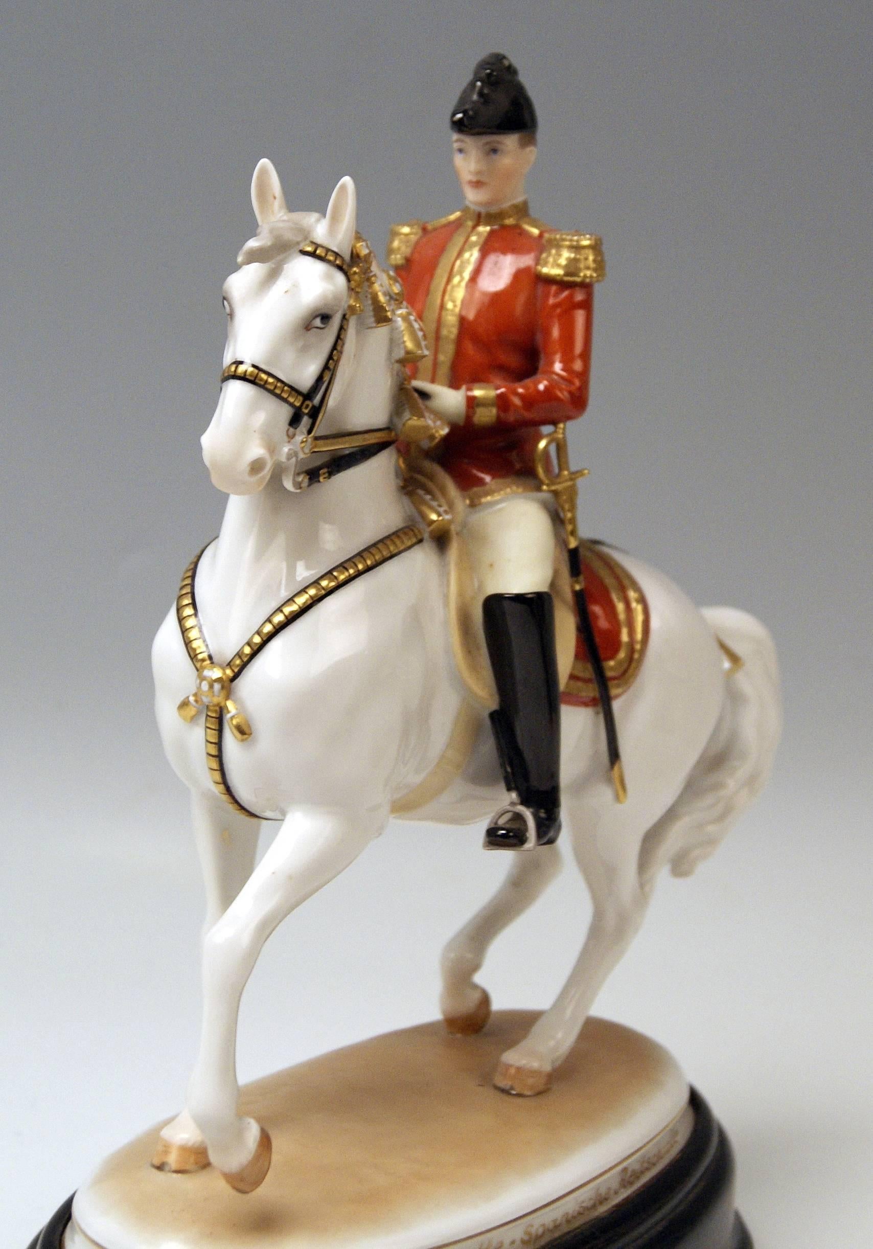 Austrian Vienna Augarten Horse Pirouette Spanish Riding School, circa 1965