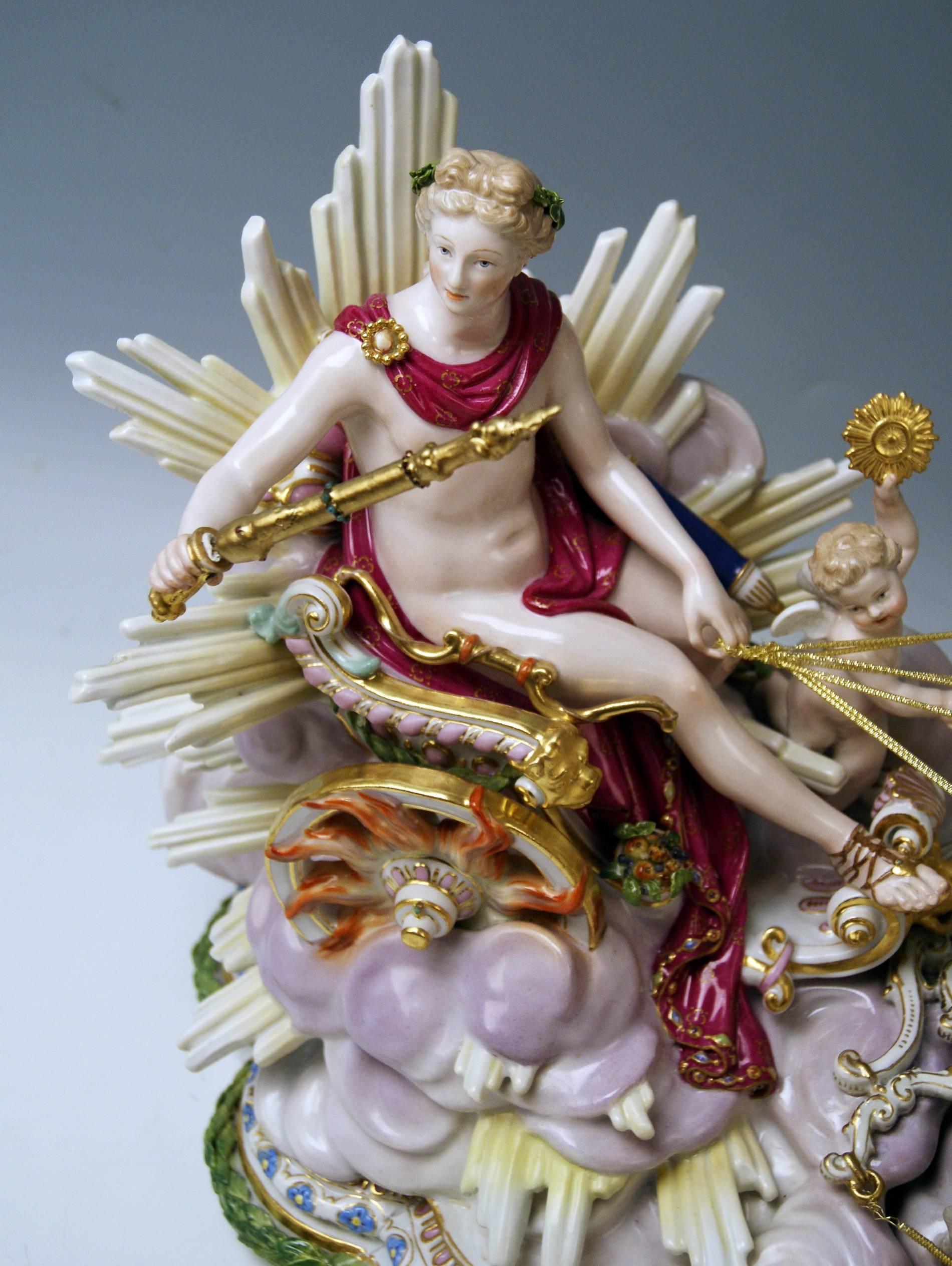 Baroque Meissen Apollo in Chariot of Sun by Kaendler for Czarina Katharina made c.1870