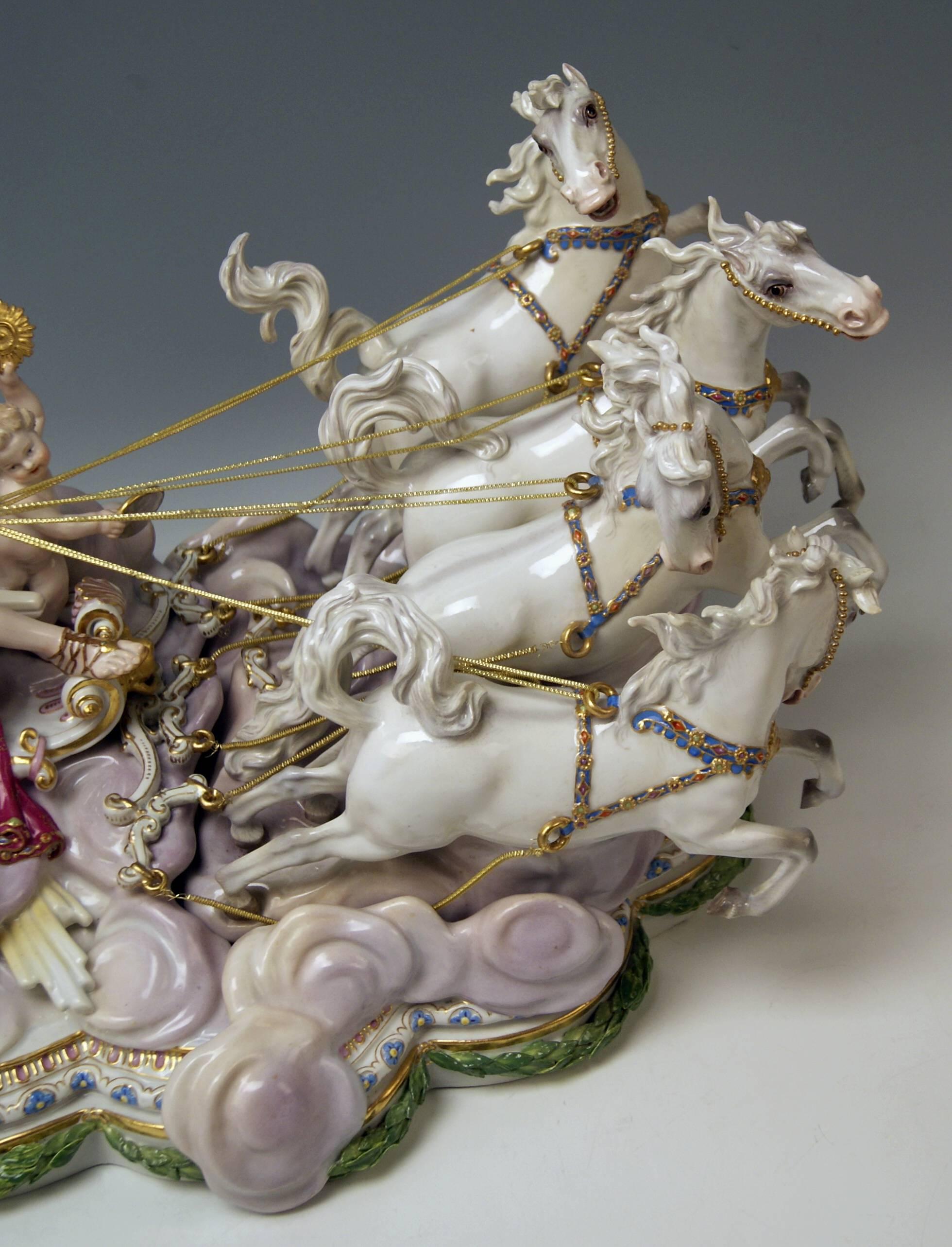 German Meissen Apollo in Chariot of Sun by Kaendler for Czarina Katharina made c.1870